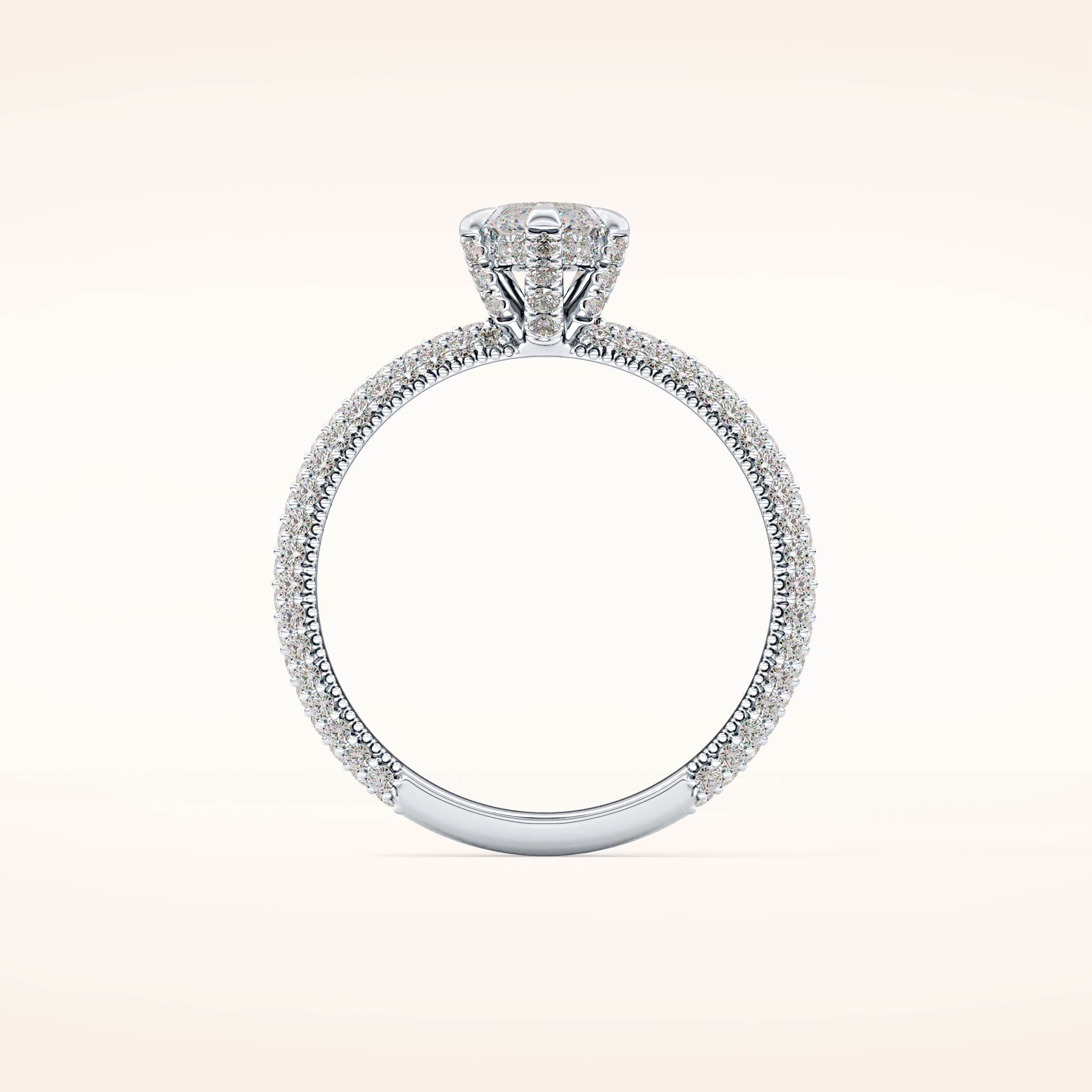 0.82 CT Marquise Shaped Hidden Halo & Pave Moissanite Engagement Ring