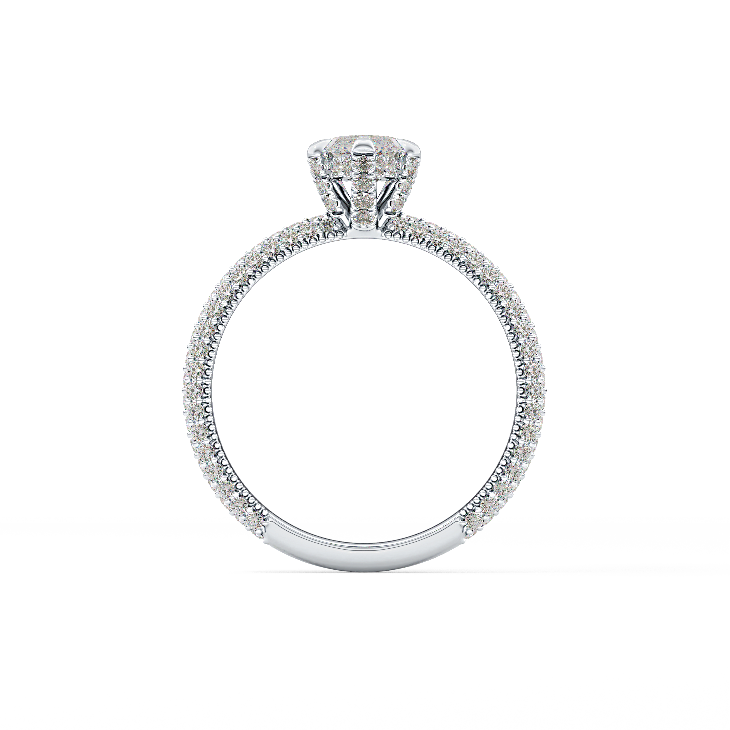 Marquise Hidden Halo & Pave Lab Grown Diamond Engagement Ring