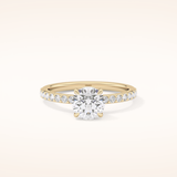 1.05 CT Round Shaped Pave Moissanite Engagement Ring