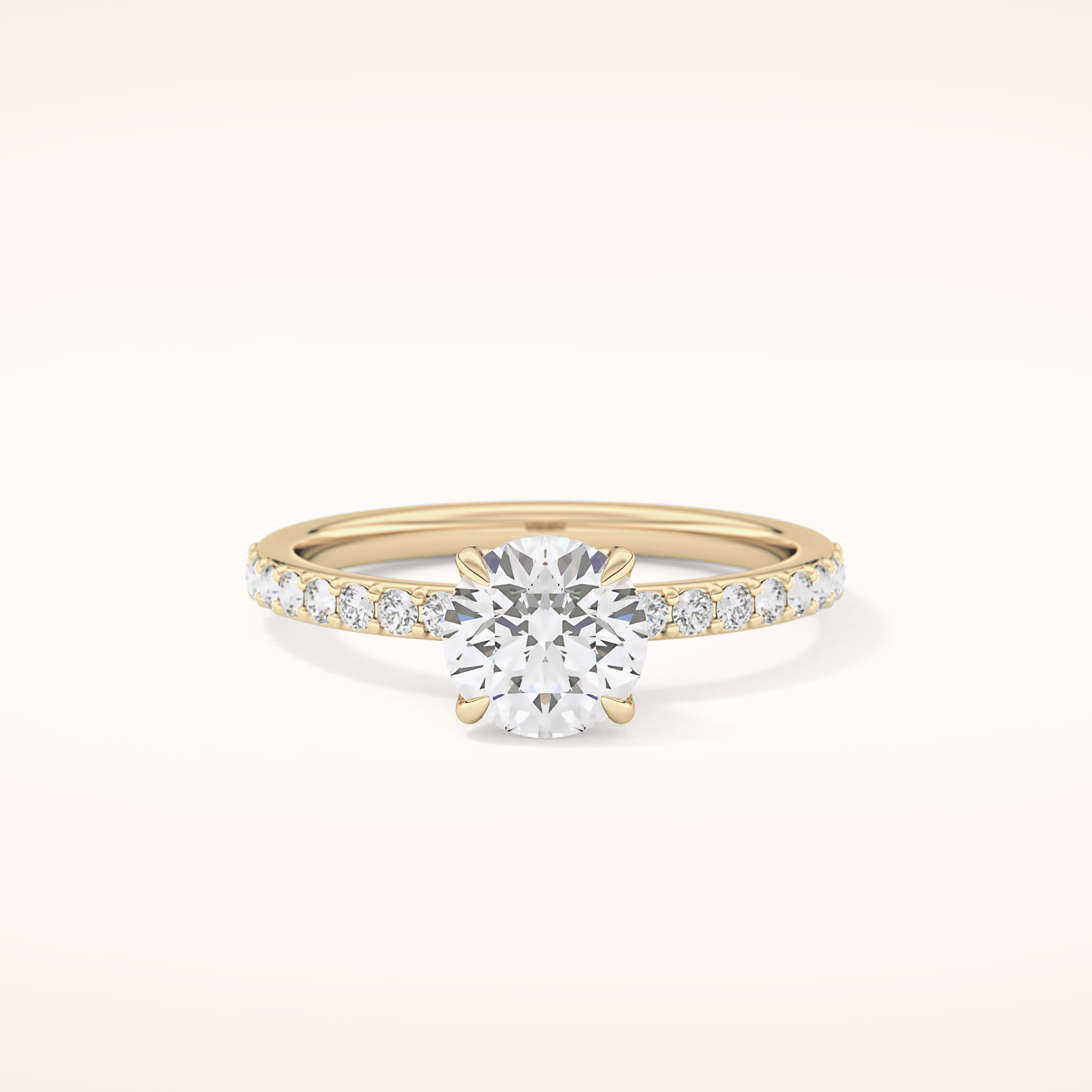 1.05 CT Round Shaped Pave Moissanite Engagement Ring