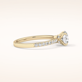 1.05 CT Round Shaped Pave Moissanite Engagement Ring