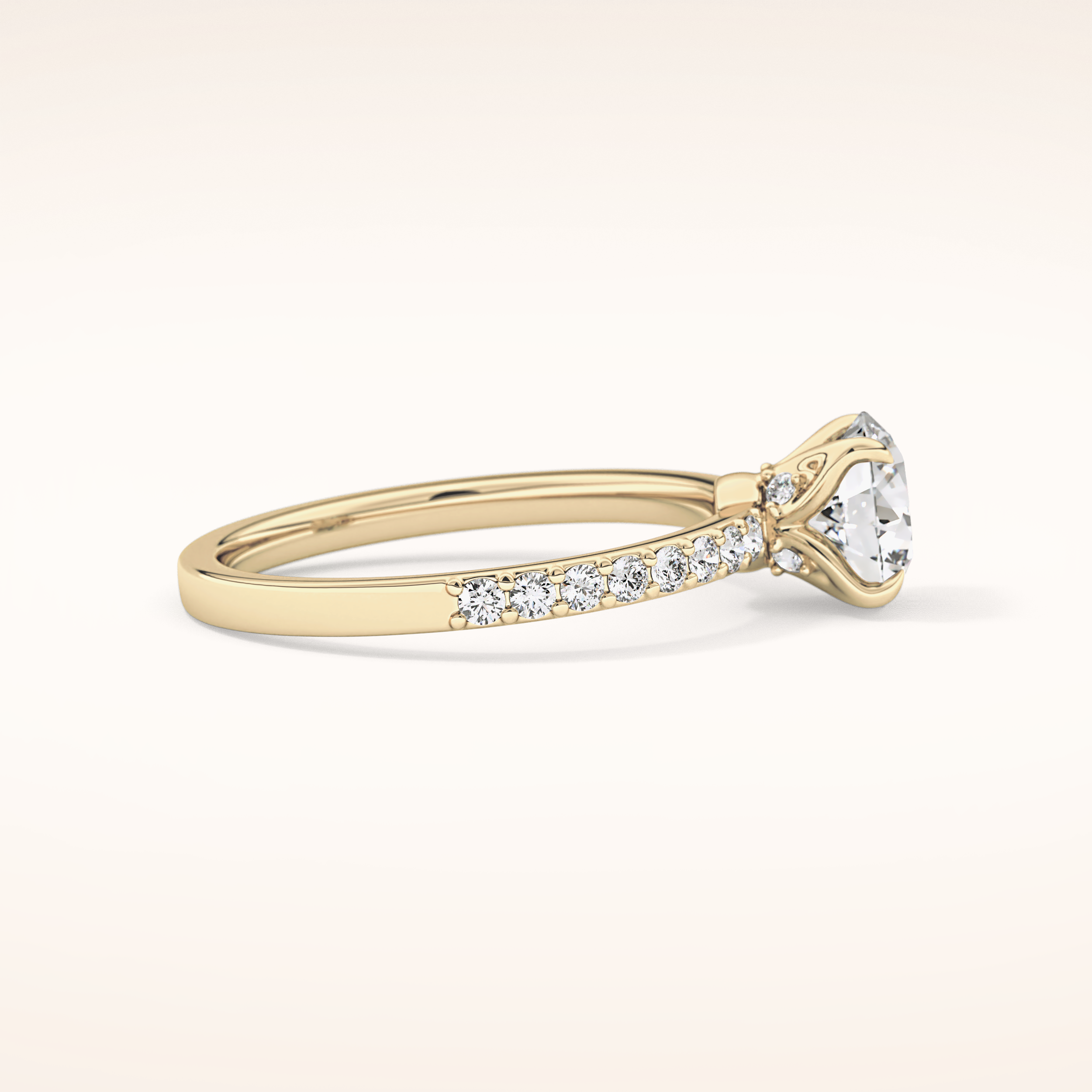 1.05 CT Round Shaped Pave Moissanite Engagement Ring