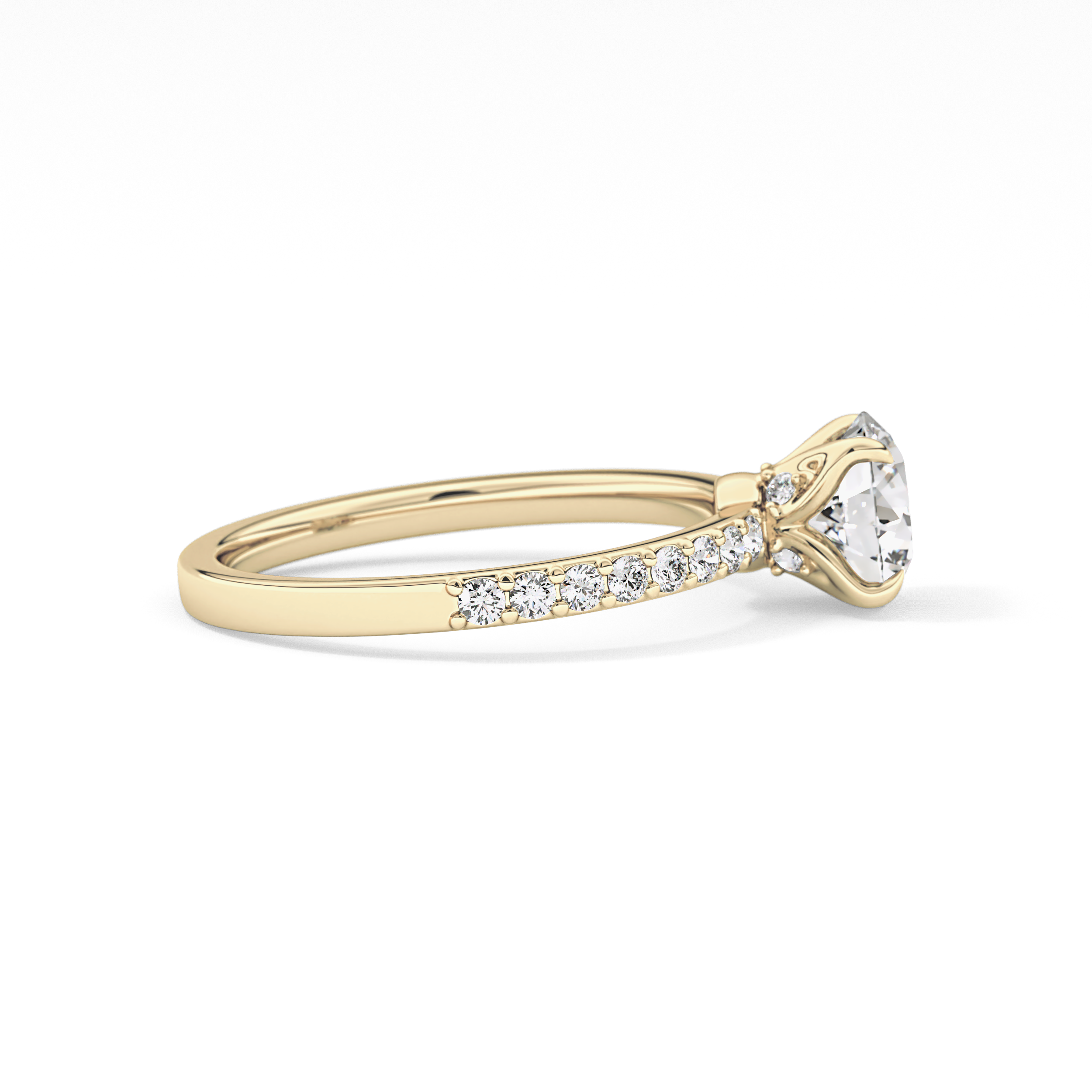 Round Pave Lab Grown Diamond Engagement Ring