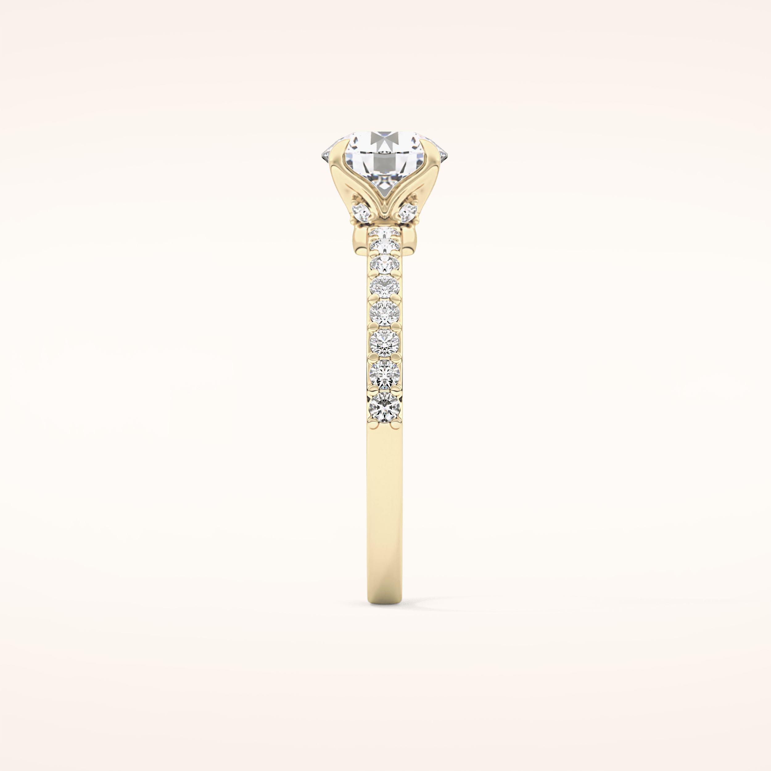 1.05 CT Round Shaped Pave Moissanite Engagement Ring