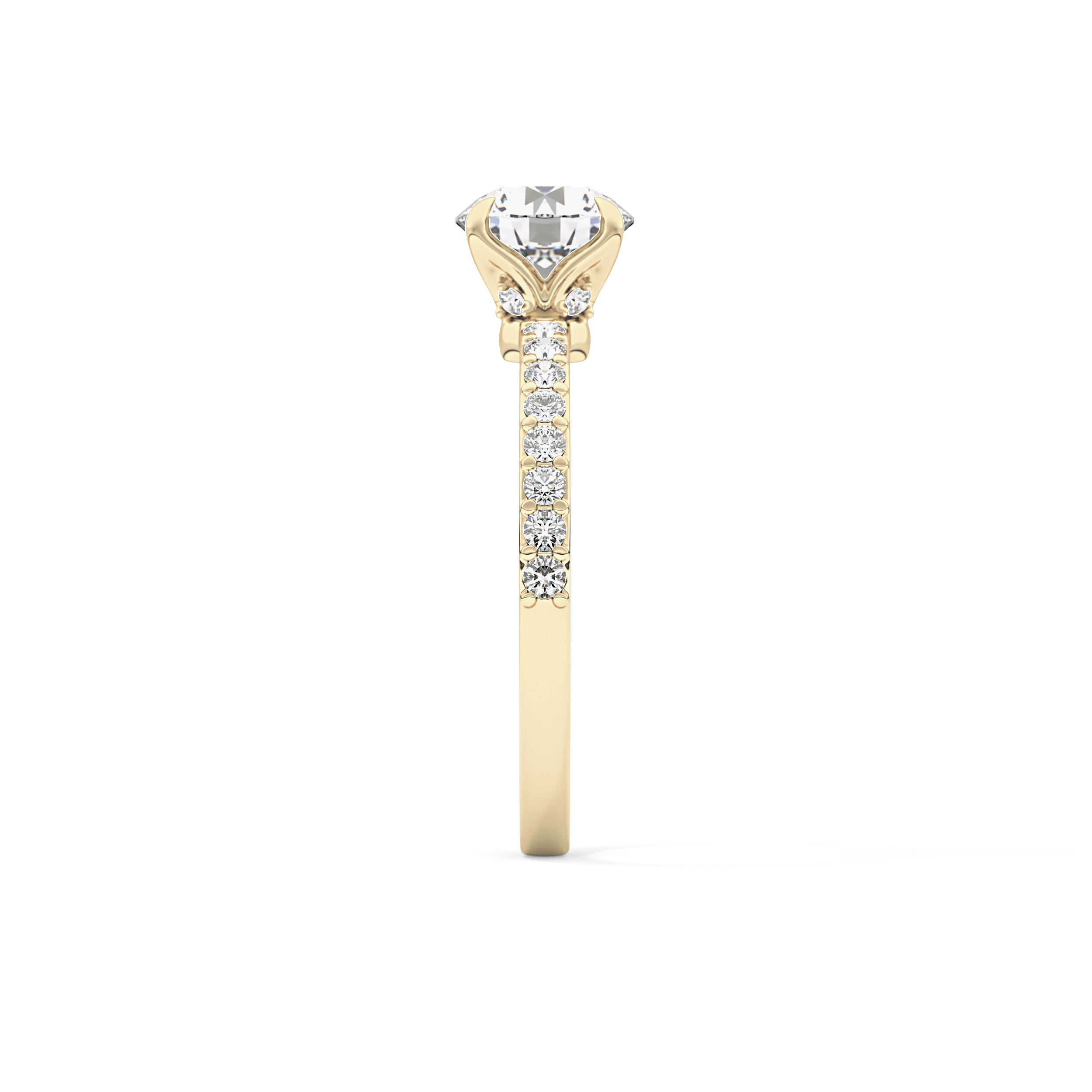 Round Pave Lab Grown Diamond Engagement Ring