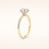 1.05 CT Round Shaped Pave Moissanite Engagement Ring