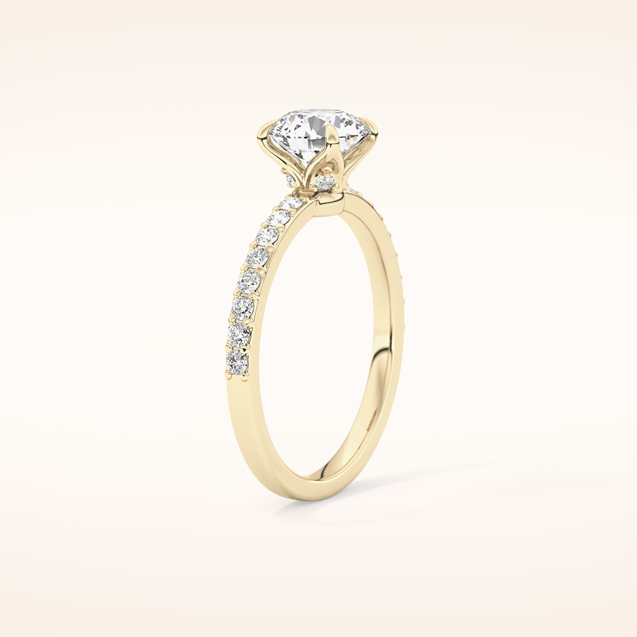 1.05 CT Round Shaped Pave Moissanite Engagement Ring