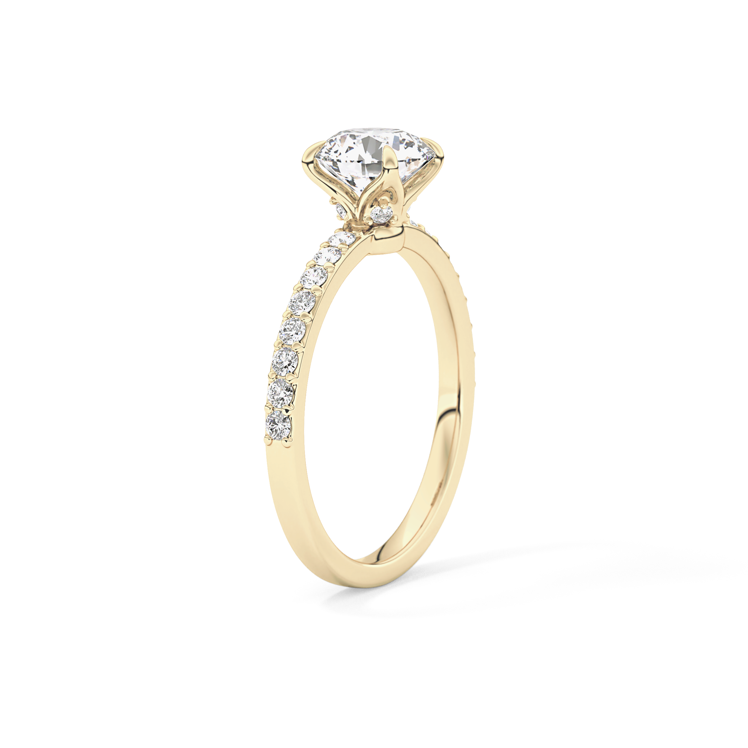 Round Pave Lab Grown Diamond Engagement Ring