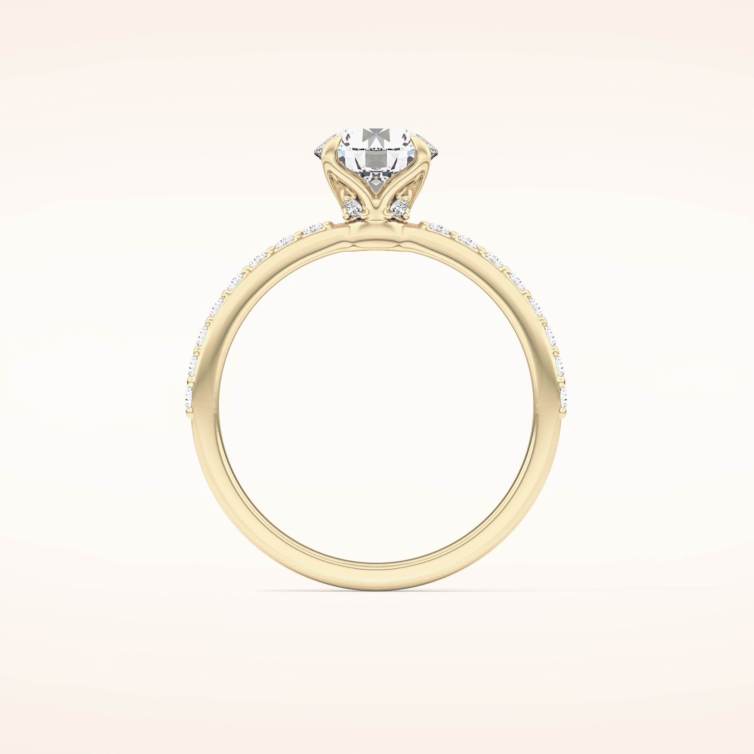1.05 CT Round Shaped Pave Moissanite Engagement Ring