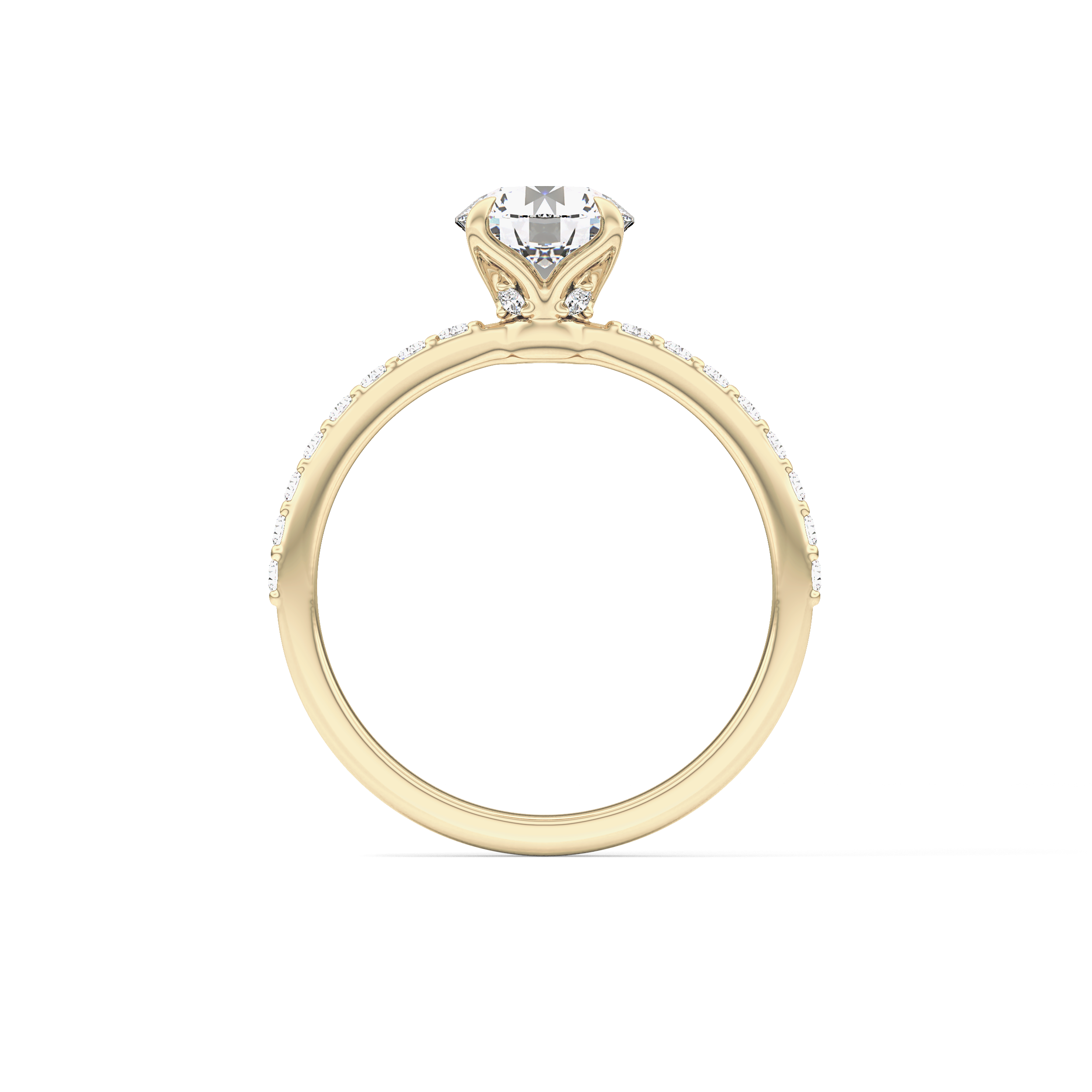 Round Pave Lab Grown Diamond Engagement Ring