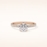 1.05 CT Round Shaped Pave Moissanite Engagement Ring