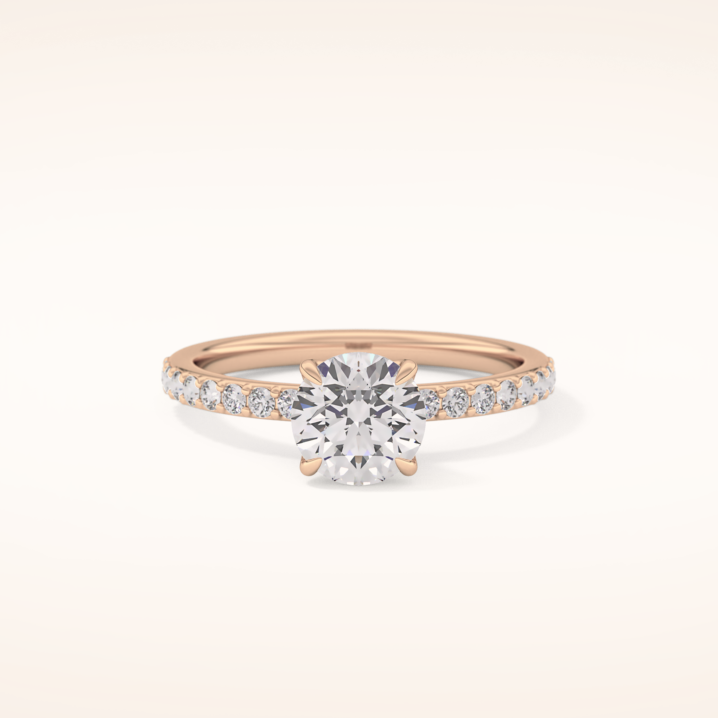 1.05 CT Round Shaped Pave Moissanite Engagement Ring