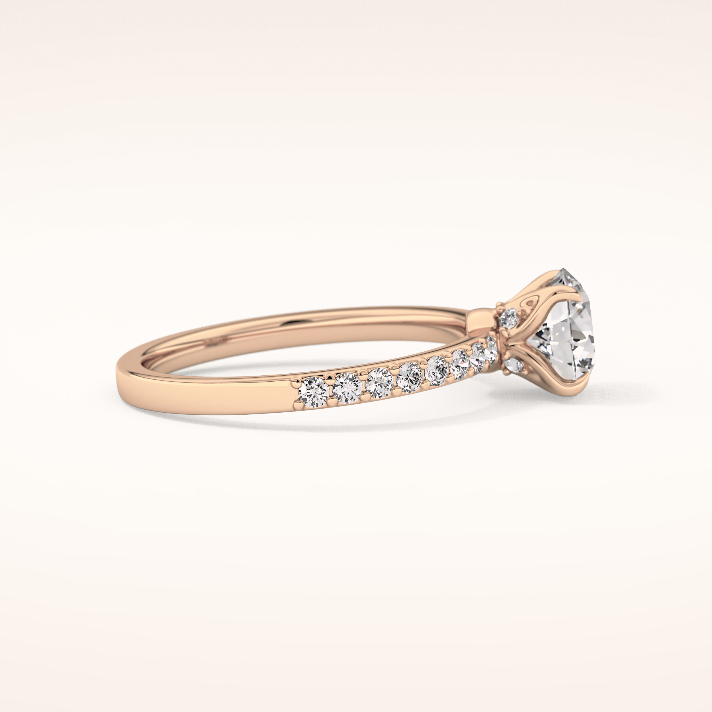 1.05 CT Round Shaped Pave Moissanite Engagement Ring