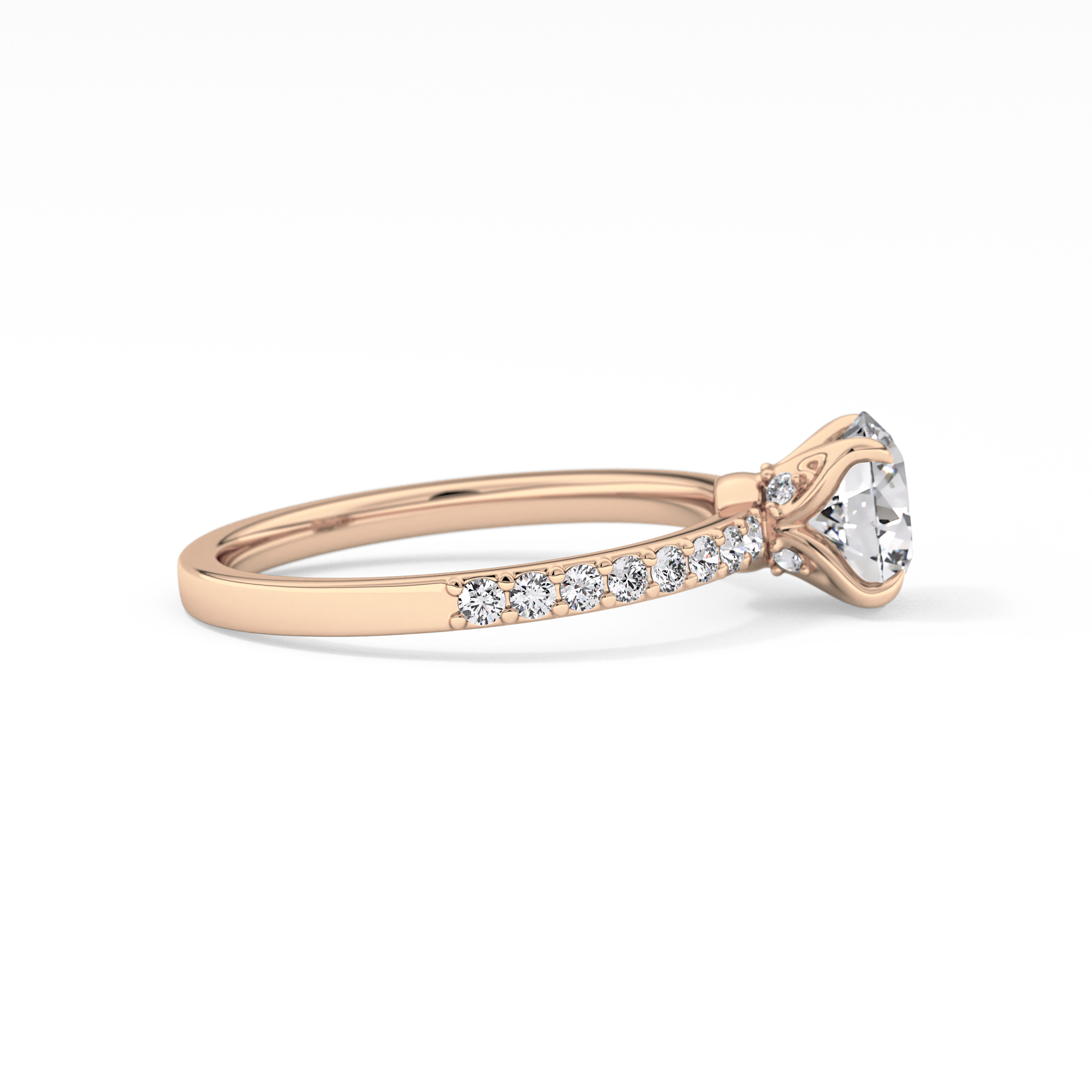 Round Pave Lab Grown Diamond Engagement Ring