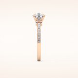 1.05 CT Round Shaped Pave Moissanite Engagement Ring