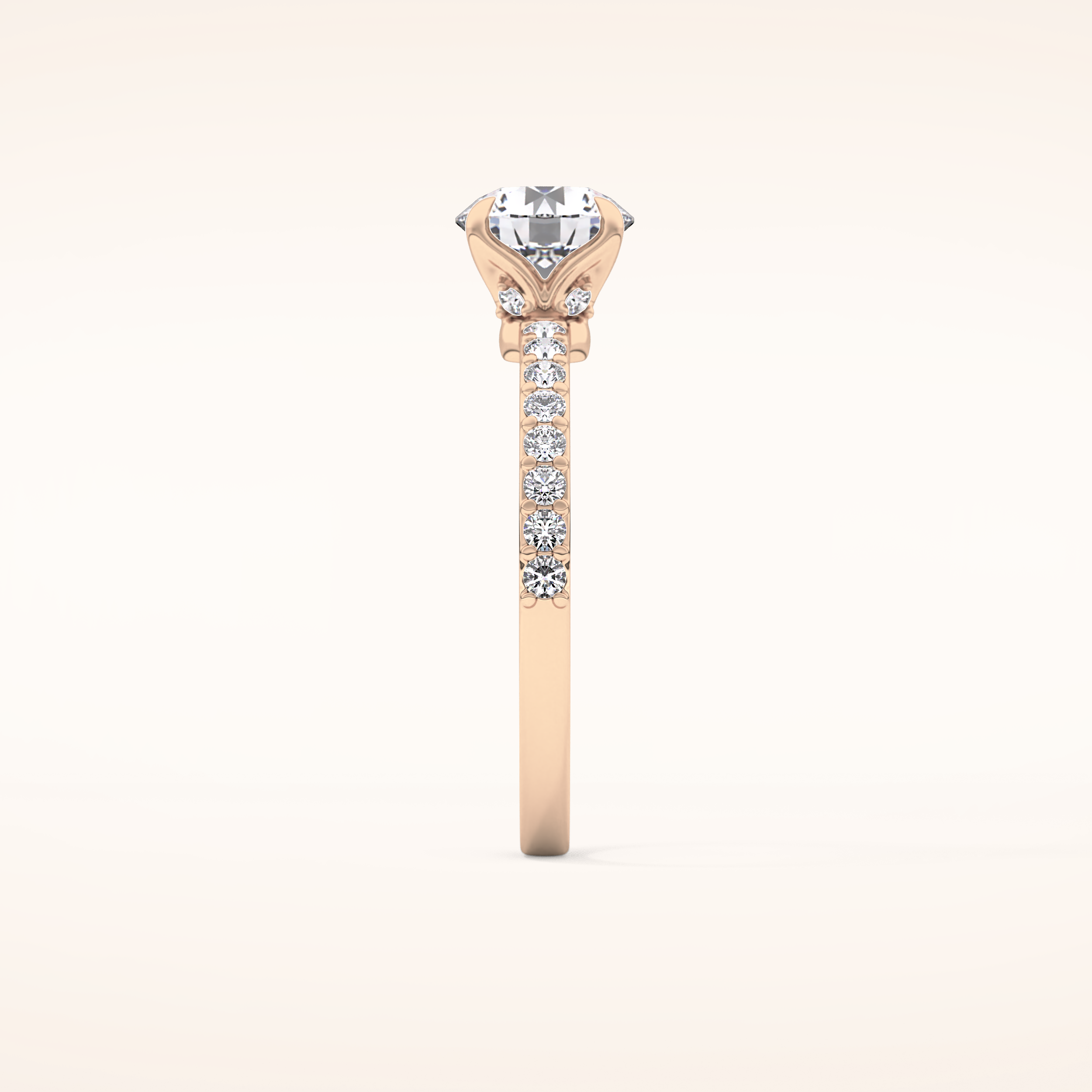 1.05 CT Round Shaped Pave Moissanite Engagement Ring