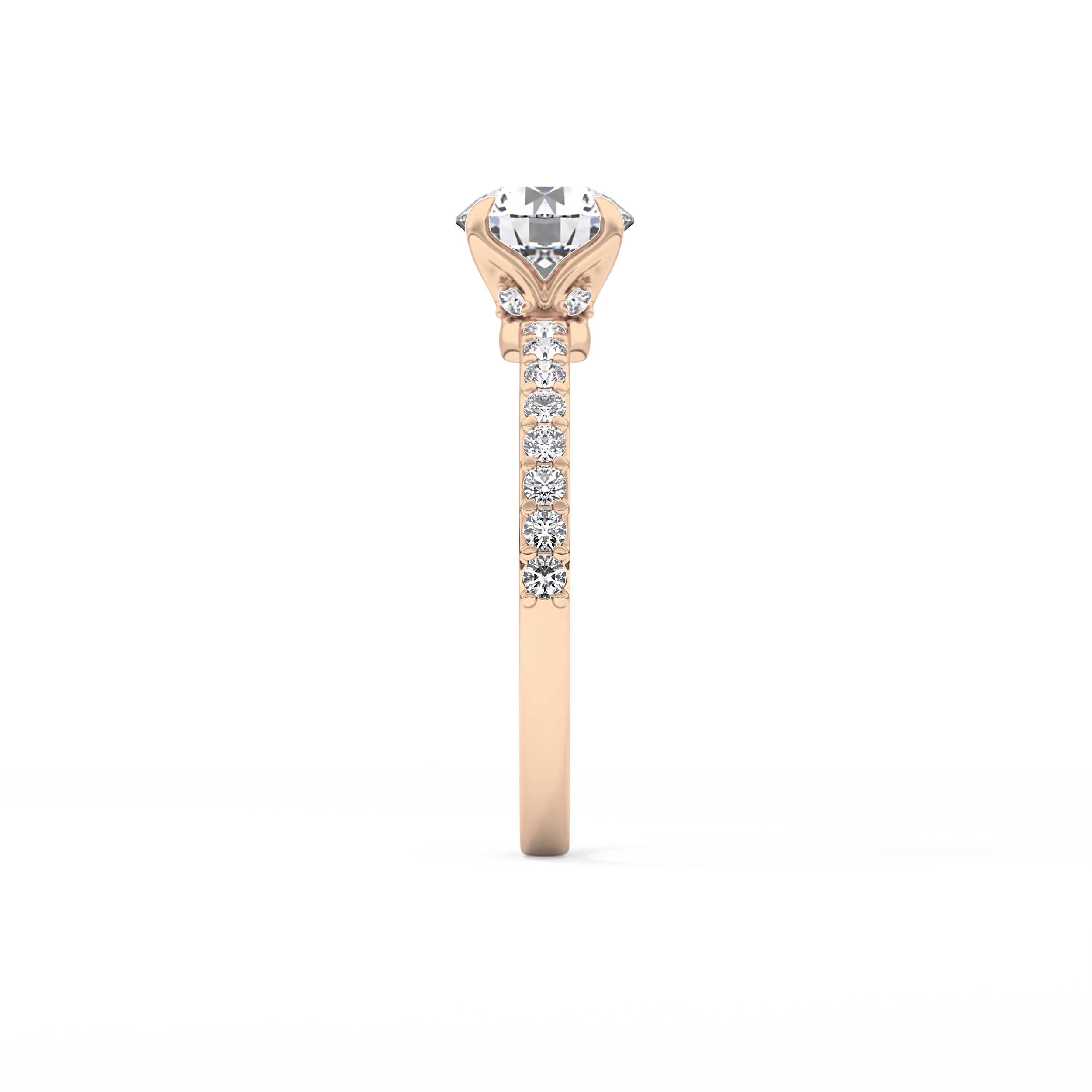 Round Pave Lab Grown Diamond Engagement Ring