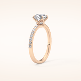 1.05 CT Round Shaped Pave Moissanite Engagement Ring