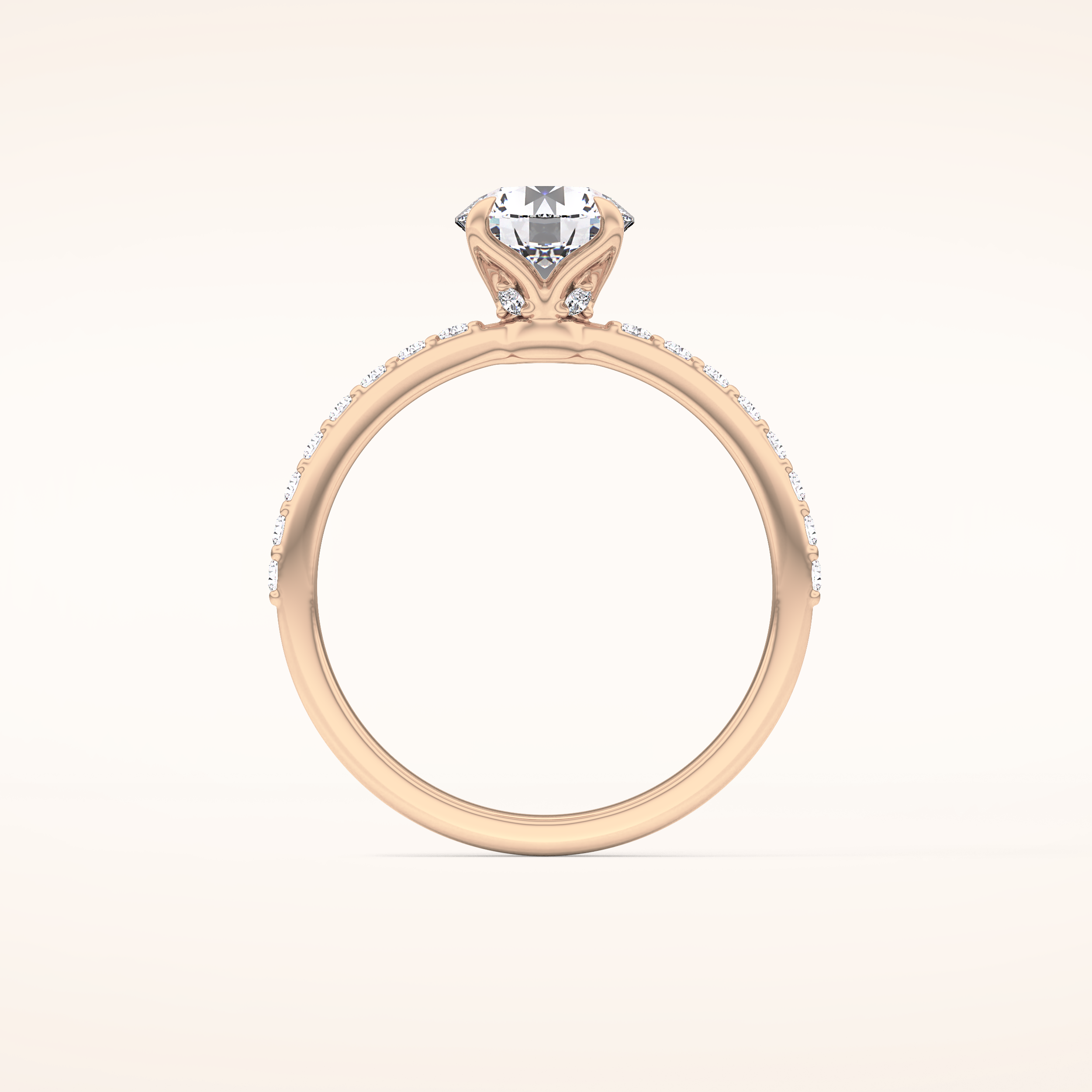 1.05 CT Round Shaped Pave Moissanite Engagement Ring
