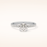 1.05 CT Round Shaped Pave Moissanite Engagement Ring