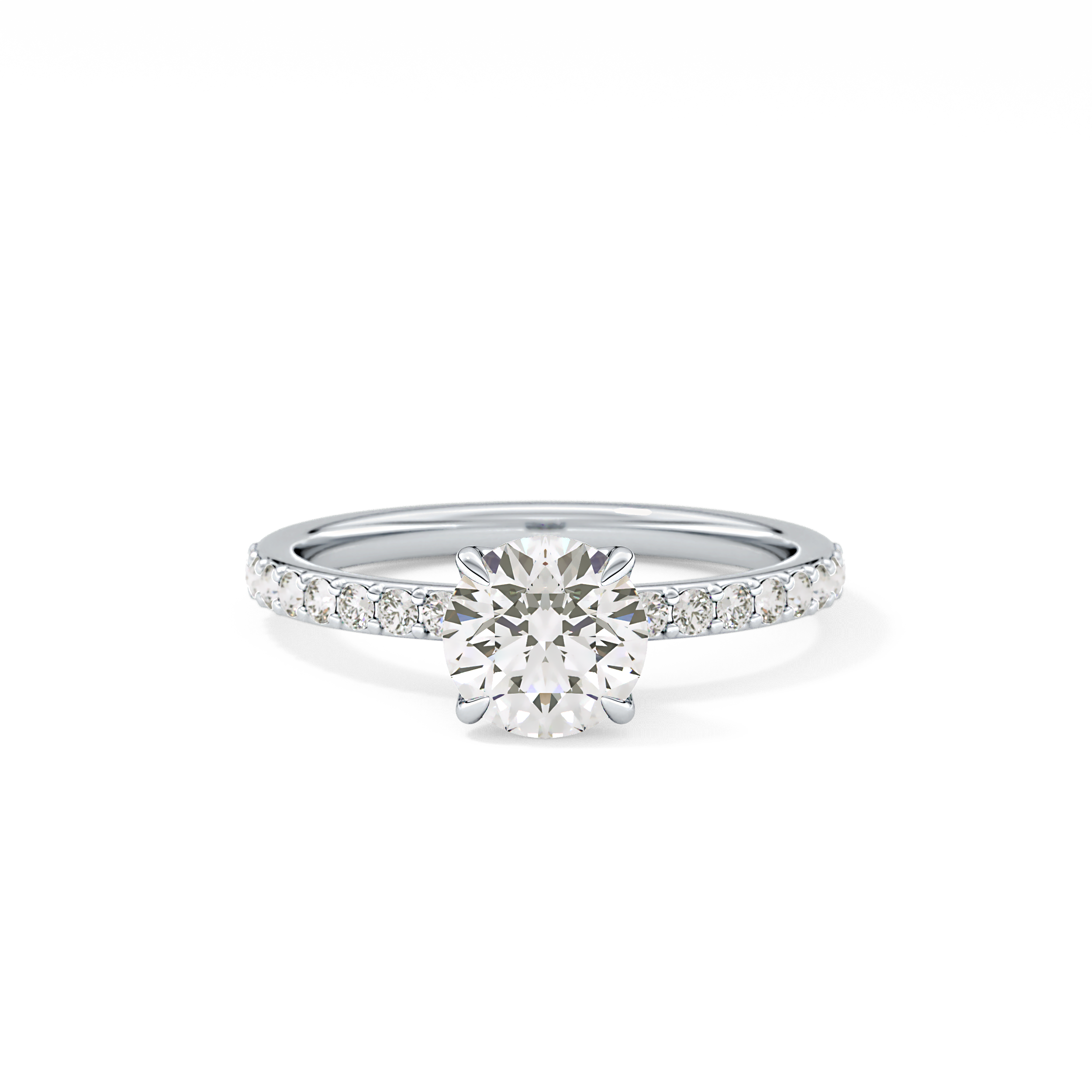 Round Pave Lab Grown Diamond Engagement Ring