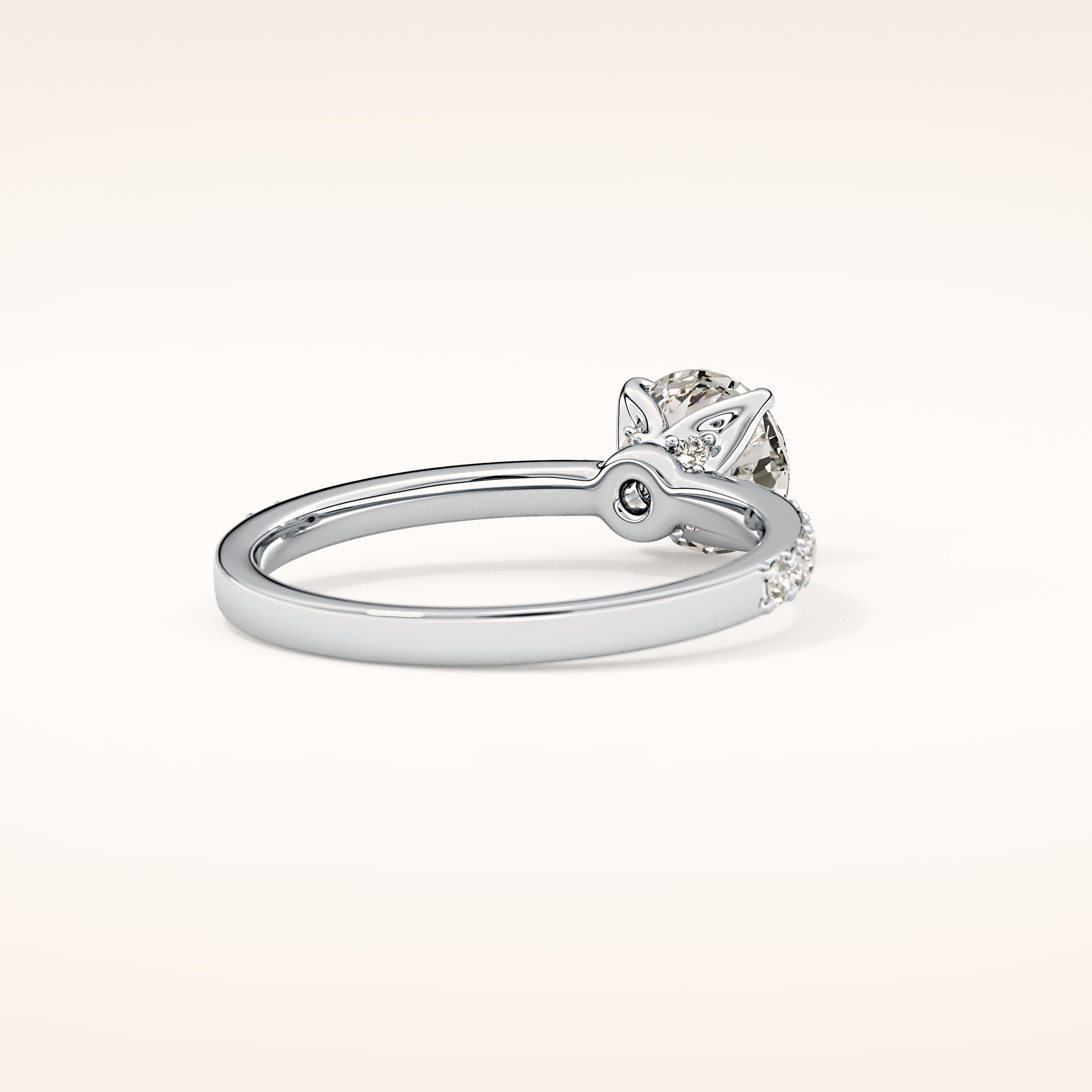 1.05 CT Round Shaped Pave Moissanite Engagement Ring