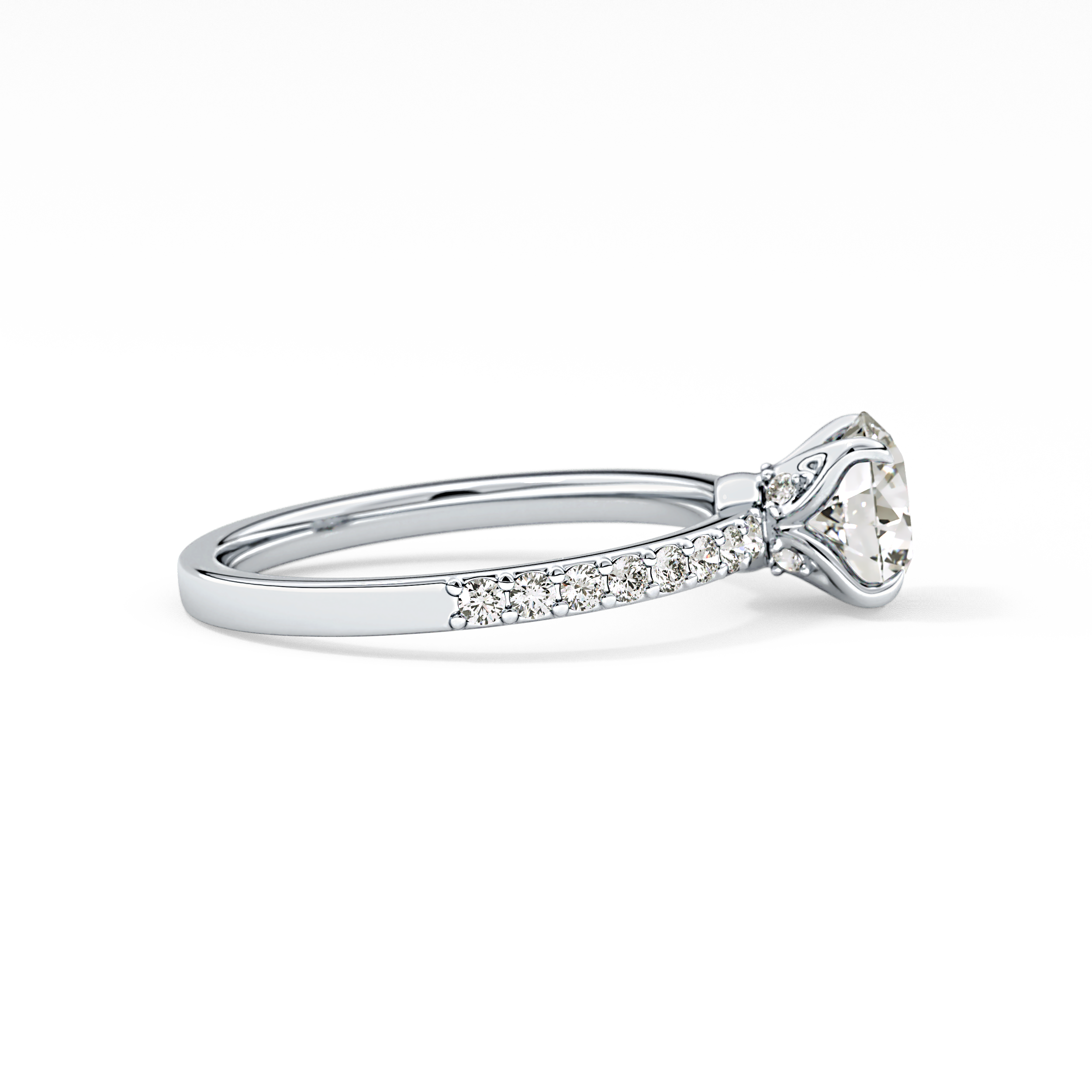 Round Pave Lab Grown Diamond Engagement Ring