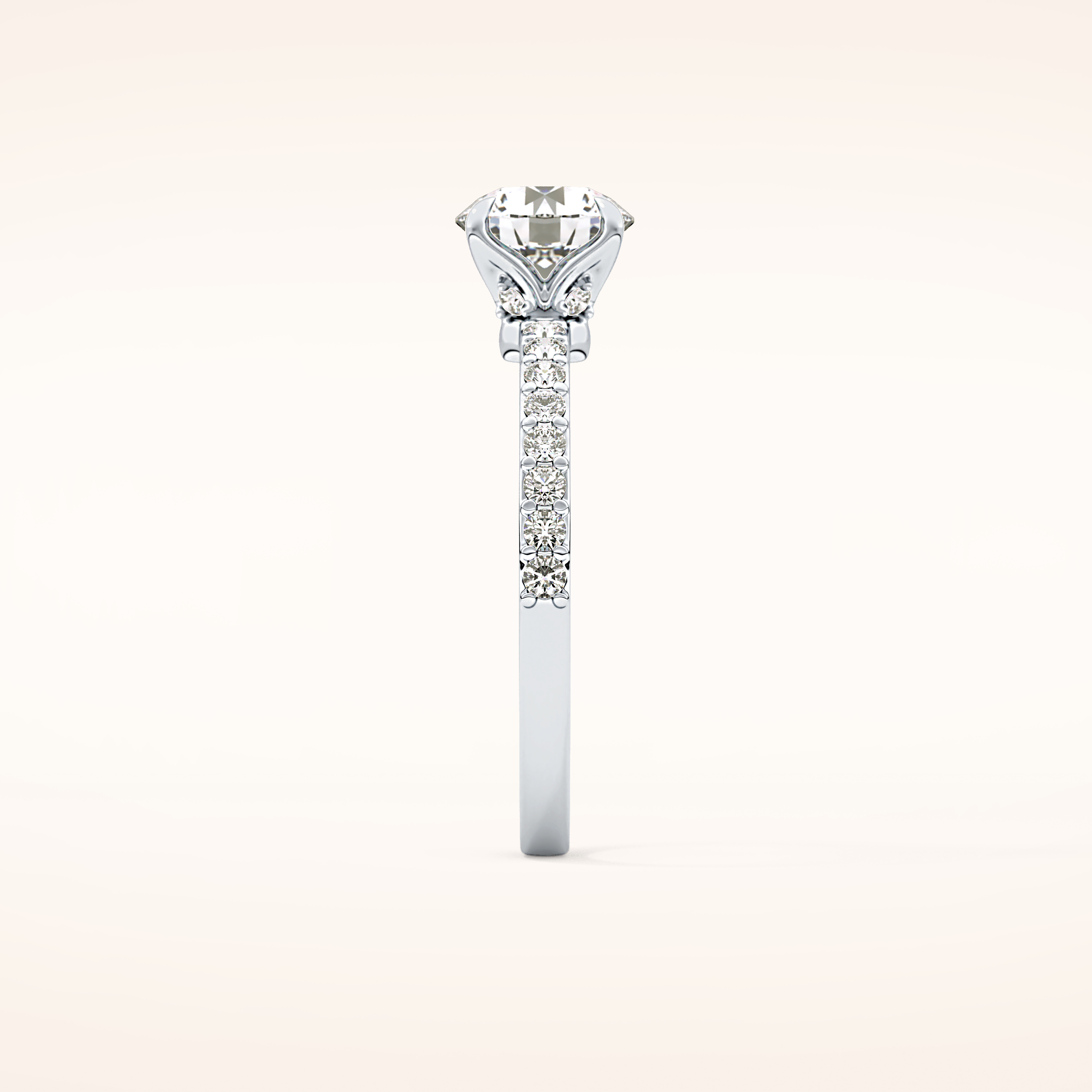 1.05 CT Round Shaped Pave Moissanite Engagement Ring