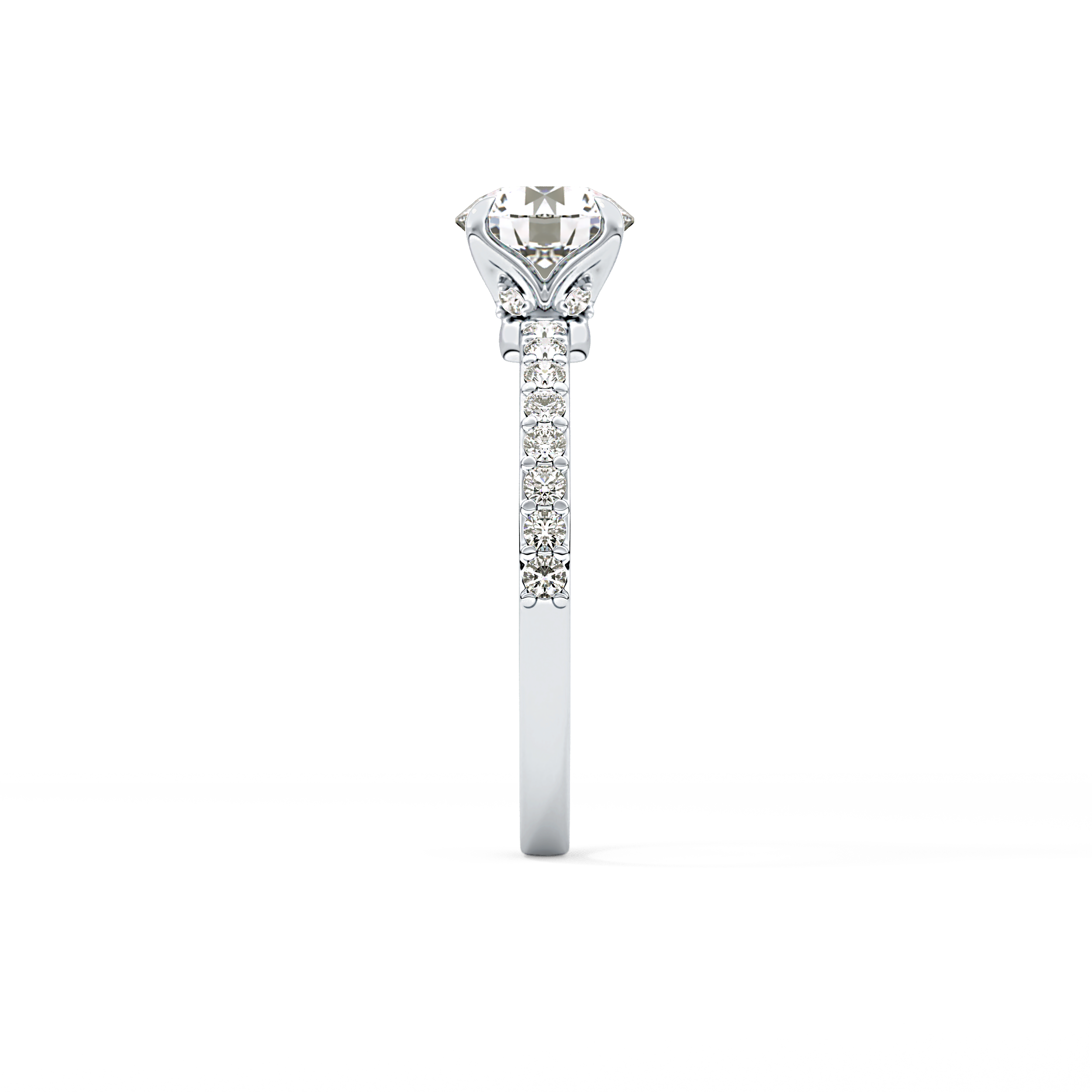 Round Pave Lab Grown Diamond Engagement Ring