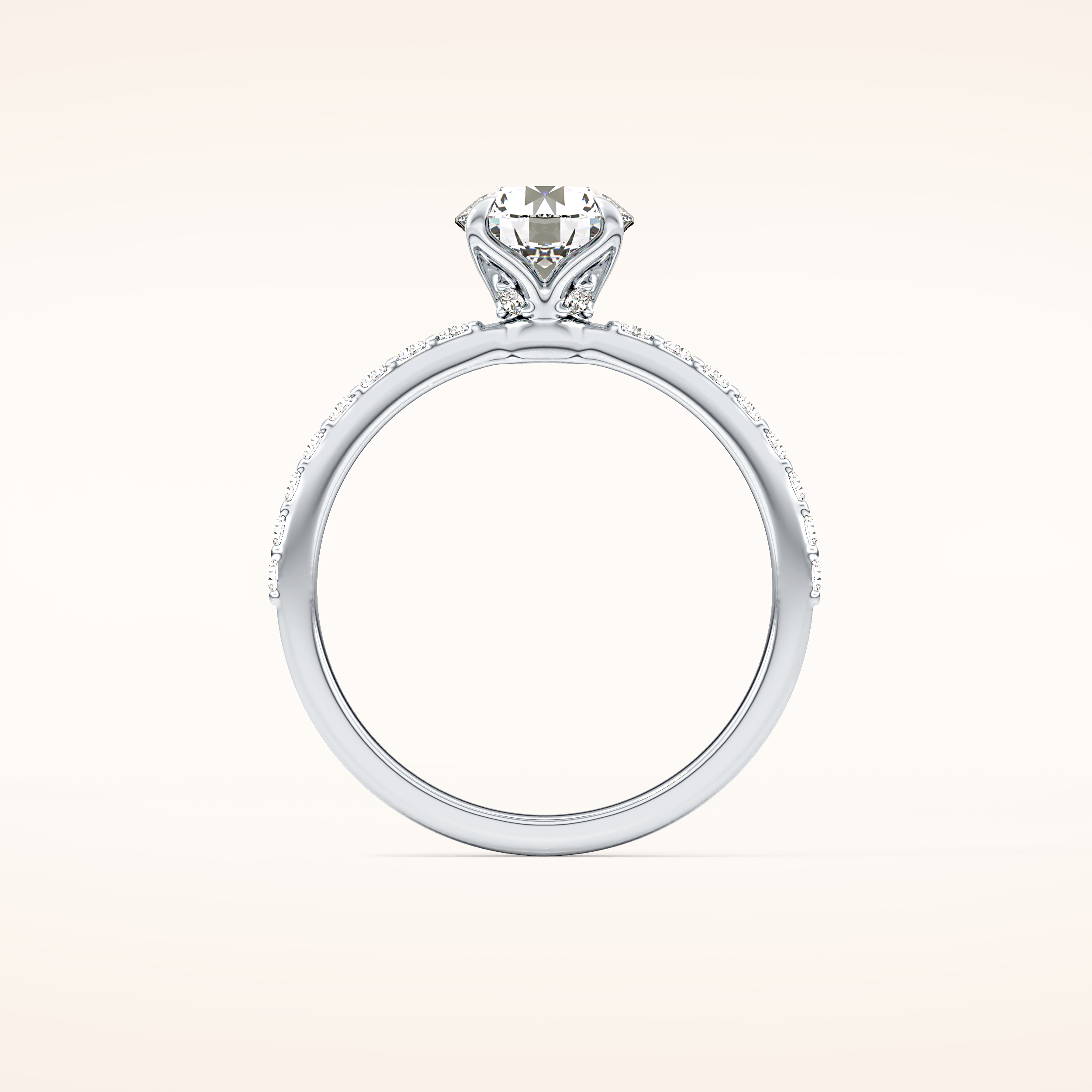 1.05 CT Round Shaped Pave Moissanite Engagement Ring