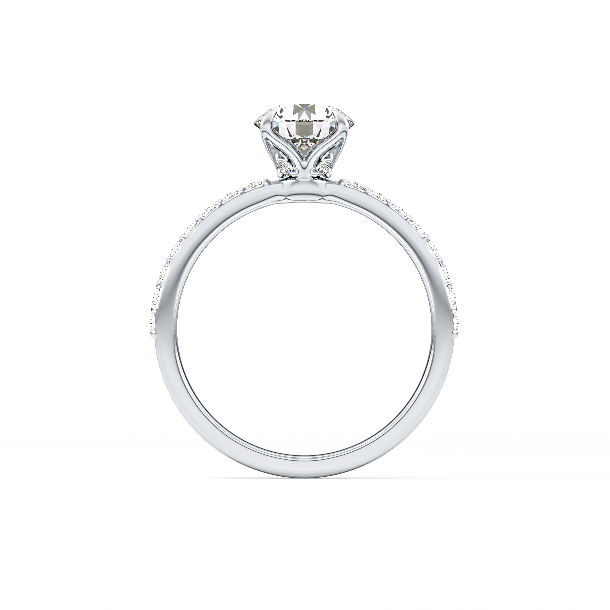 Round Pave Lab Grown Diamond Engagement Ring