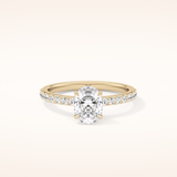 0.83 CT Oval Shaped Pave Moissanite Engagement Ring
