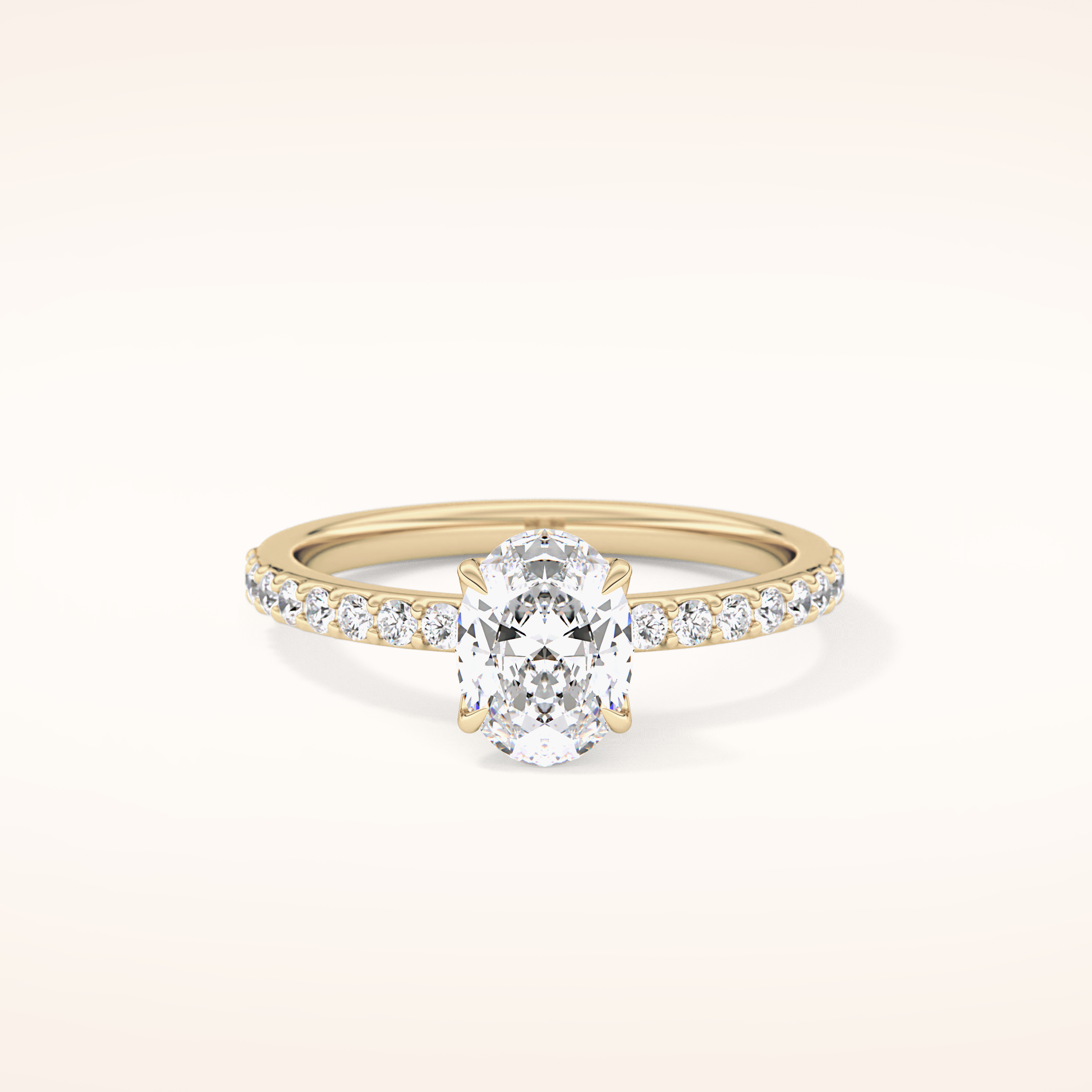 0.83 CT Oval Shaped Pave Moissanite Engagement Ring