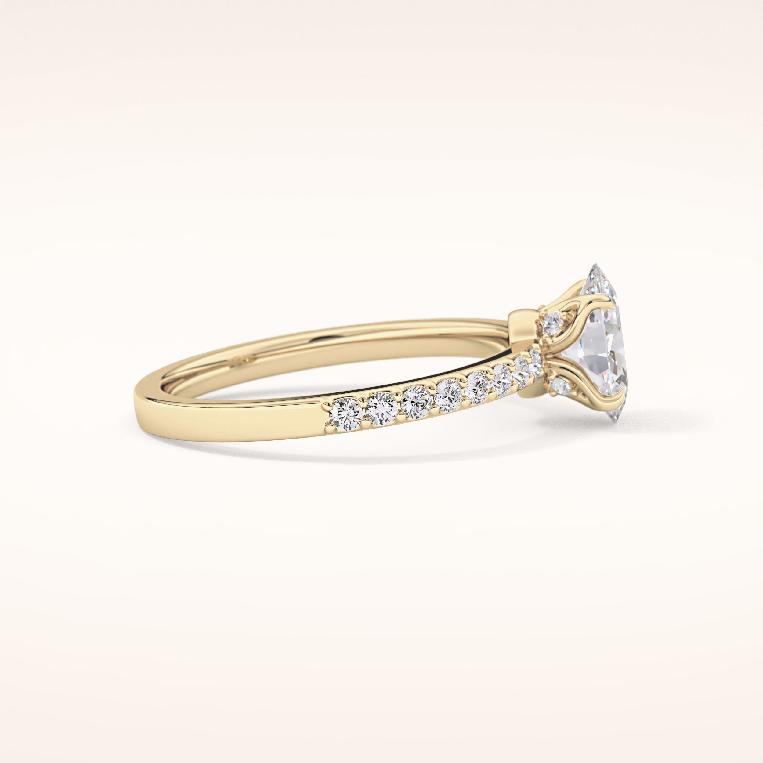 0.83 CT Oval Shaped Pave Moissanite Engagement Ring