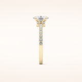 0.83 CT Oval Shaped Pave Moissanite Engagement Ring