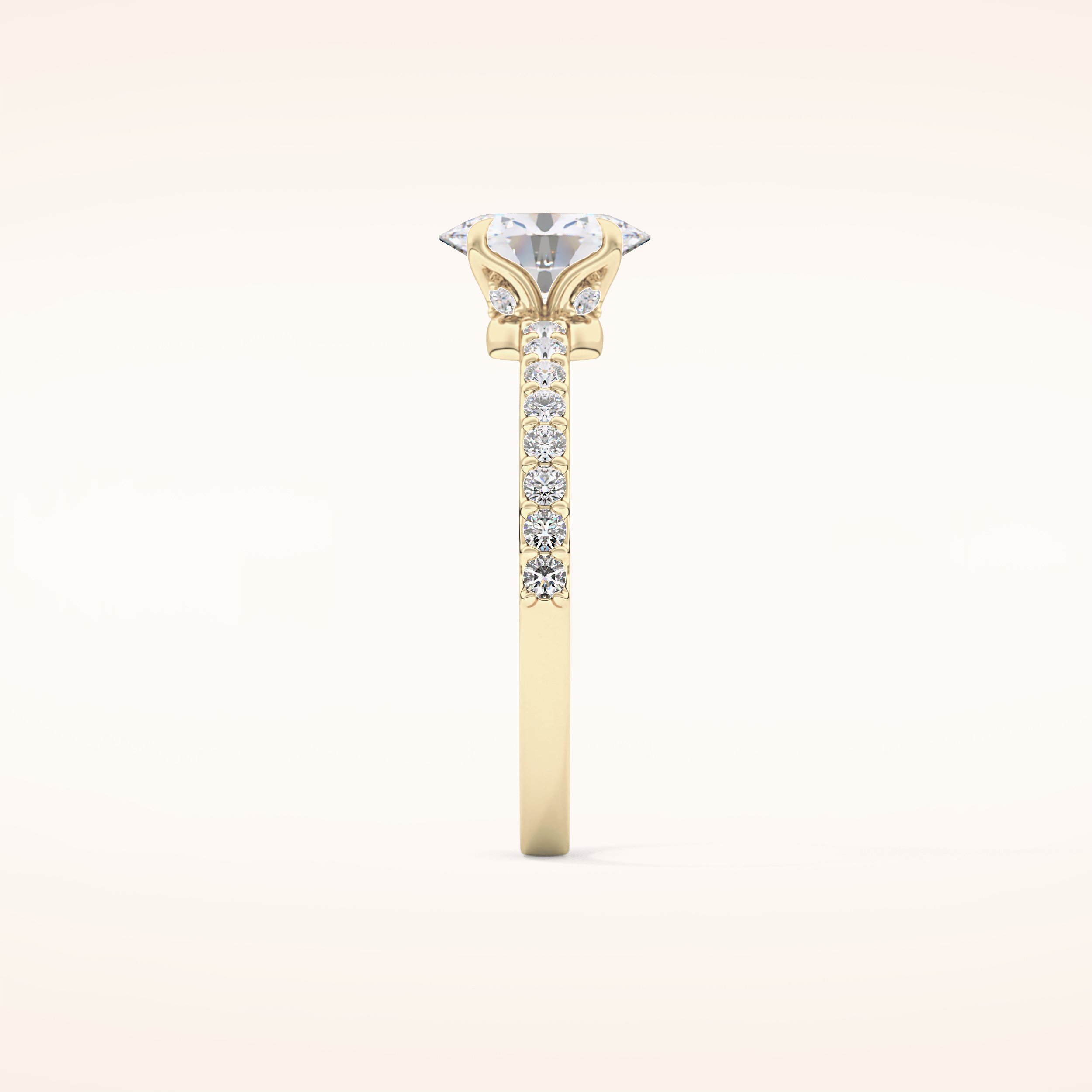 0.83 CT Oval Shaped Pave Moissanite Engagement Ring