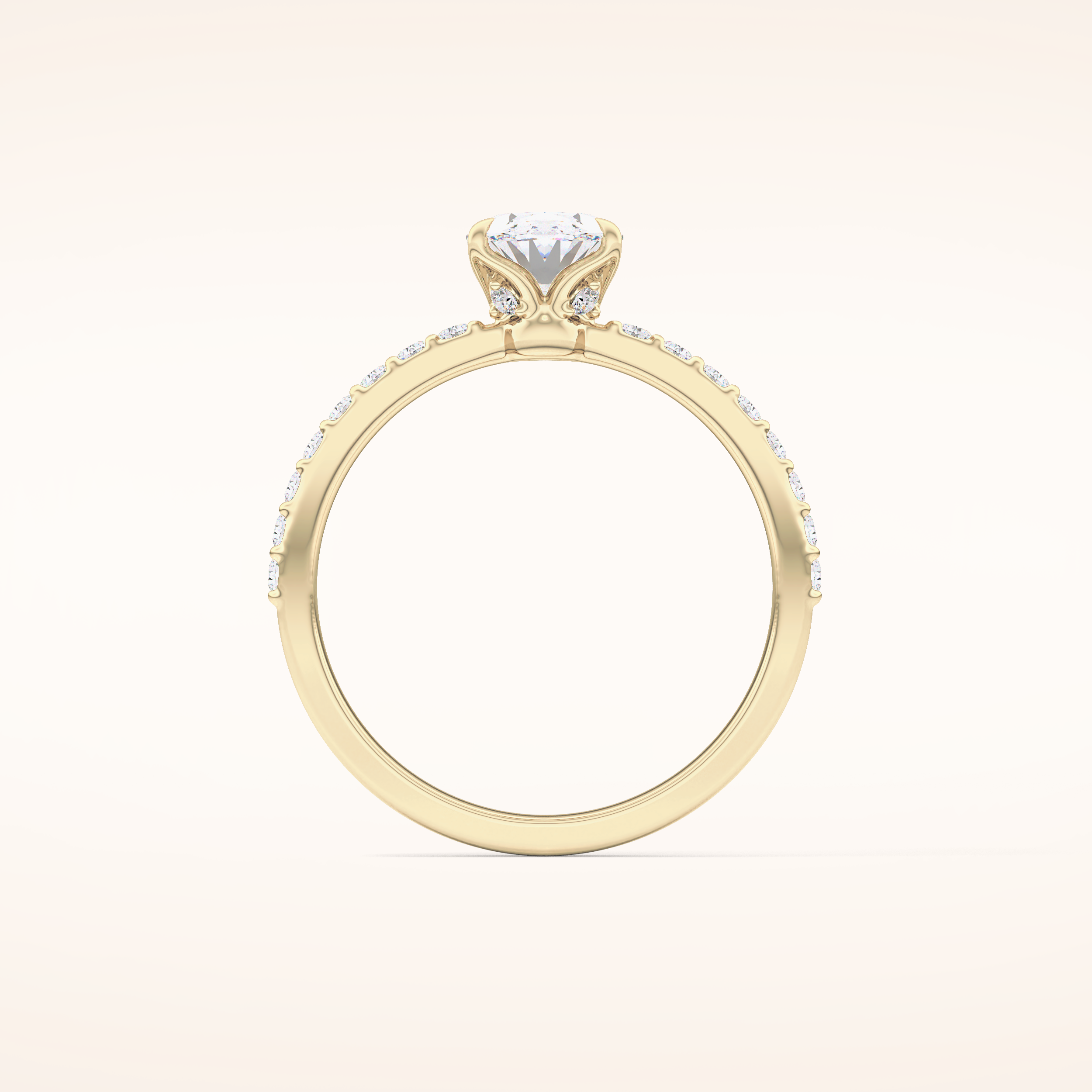 0.83 CT Oval Shaped Pave Moissanite Engagement Ring