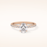 0.83 CT Oval Shaped Pave Moissanite Engagement Ring
