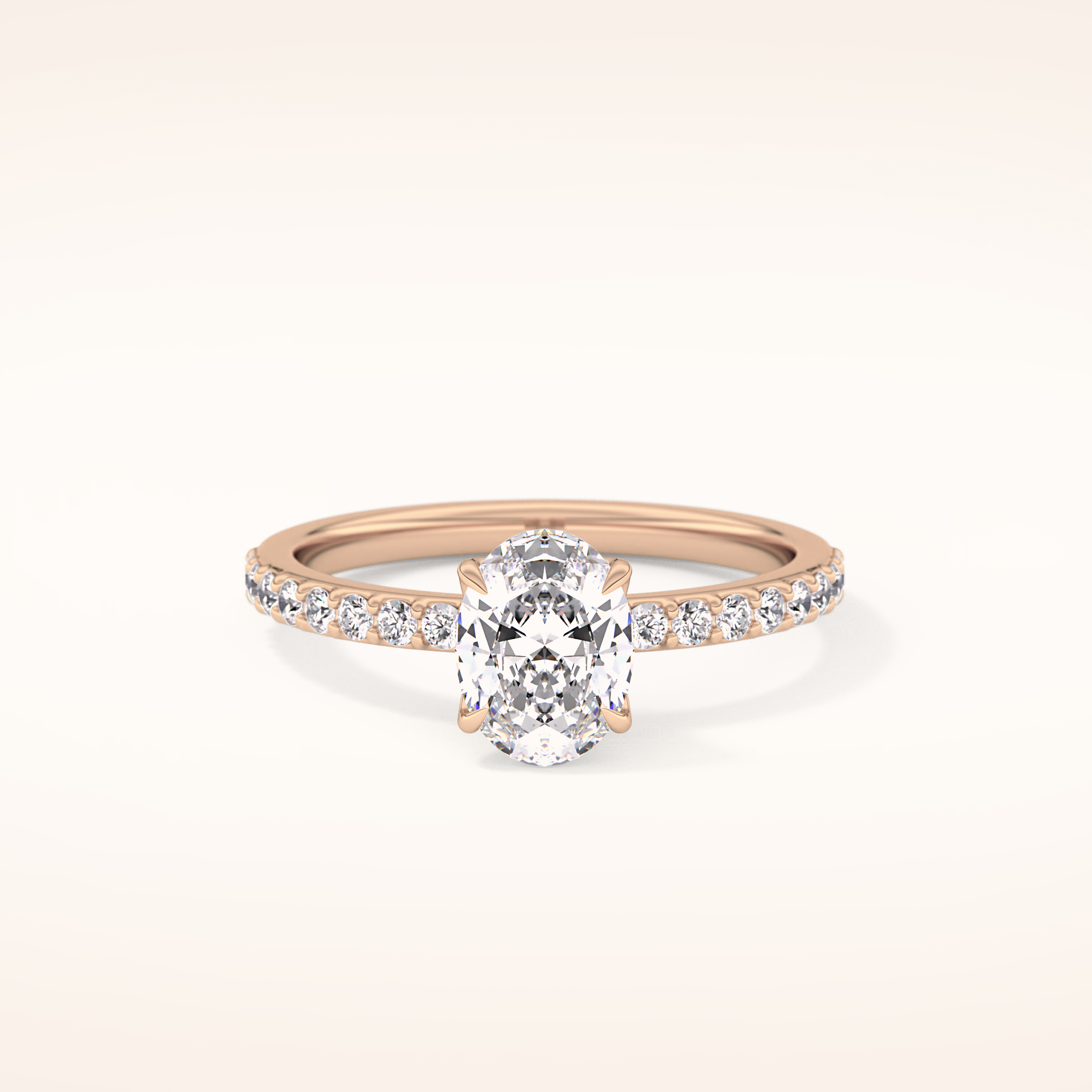 0.83 CT Oval Shaped Pave Moissanite Engagement Ring