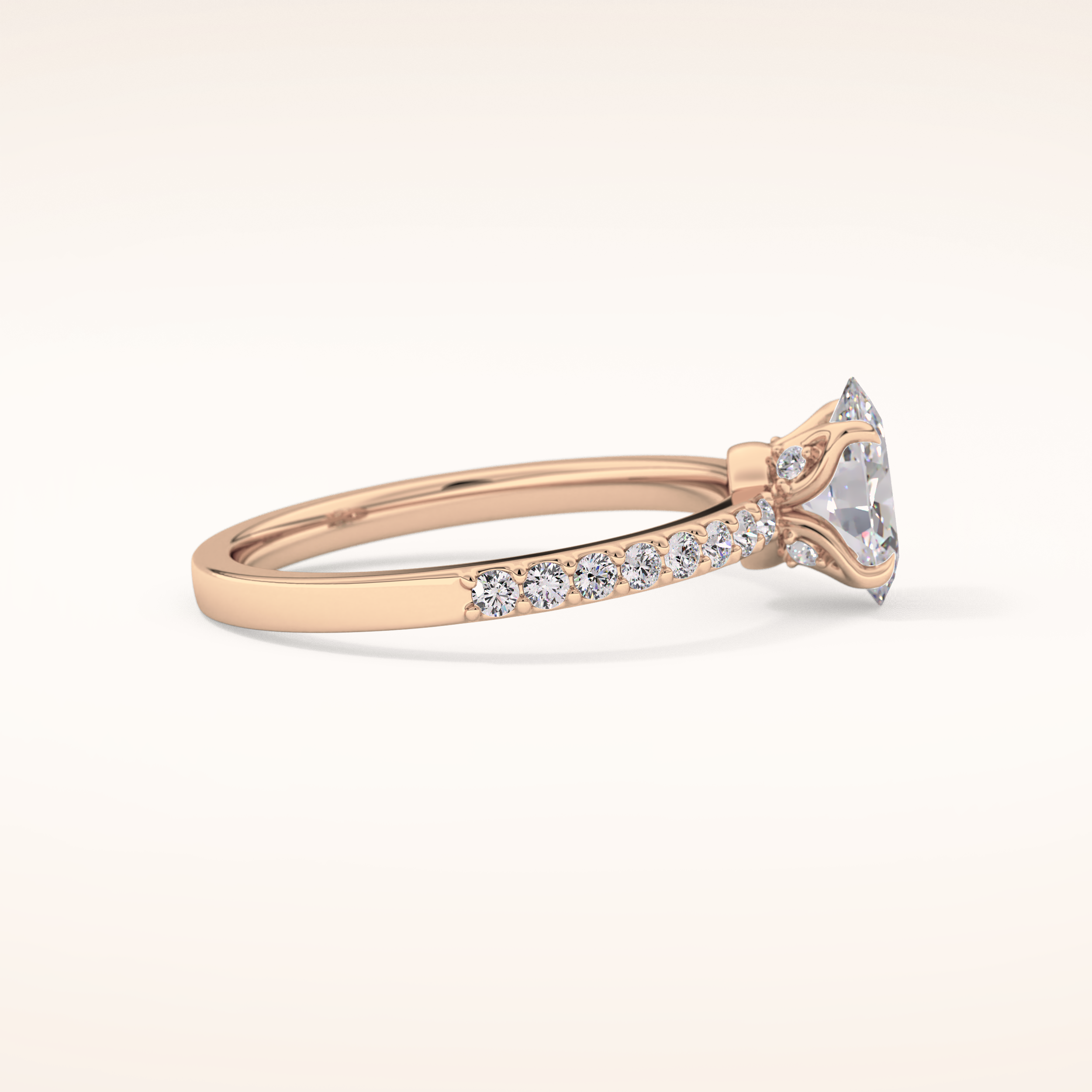 0.83 CT Oval Shaped Pave Moissanite Engagement Ring