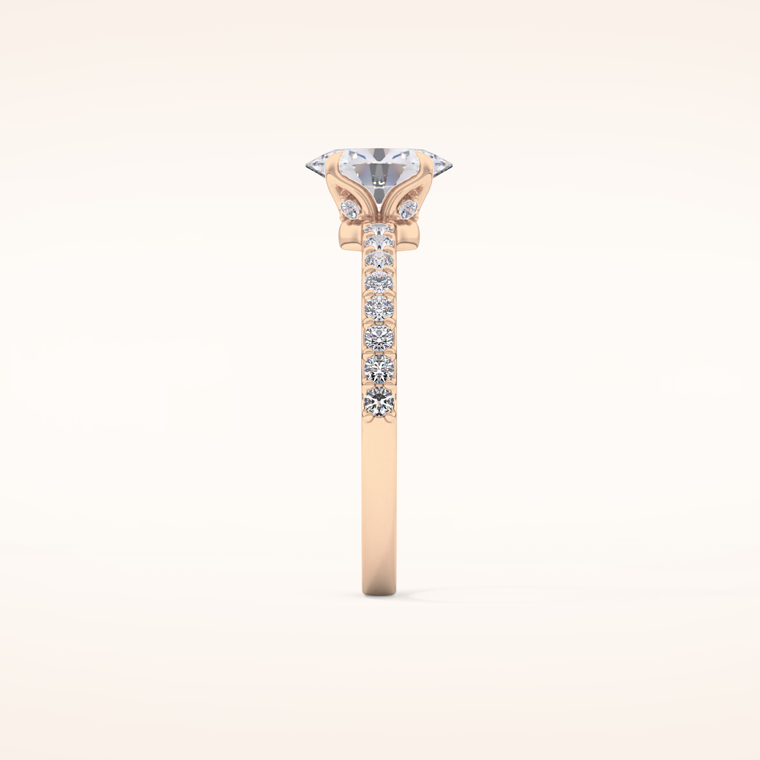 0.83 CT Oval Shaped Pave Moissanite Engagement Ring