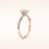 0.83 CT Oval Shaped Pave Moissanite Engagement Ring