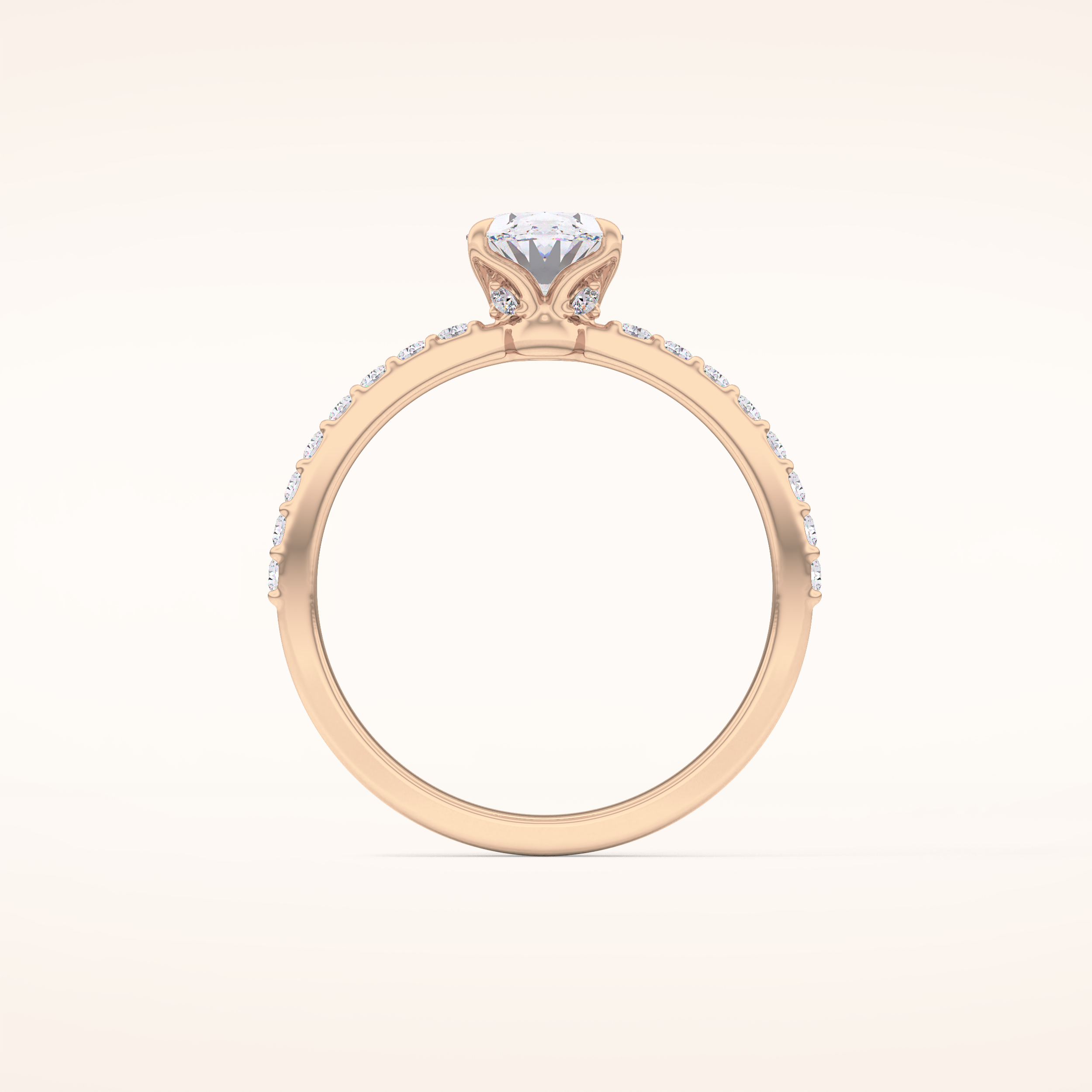 0.83 CT Oval Shaped Pave Moissanite Engagement Ring