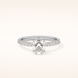 0.83 CT Oval Shaped Pave Moissanite Engagement Ring