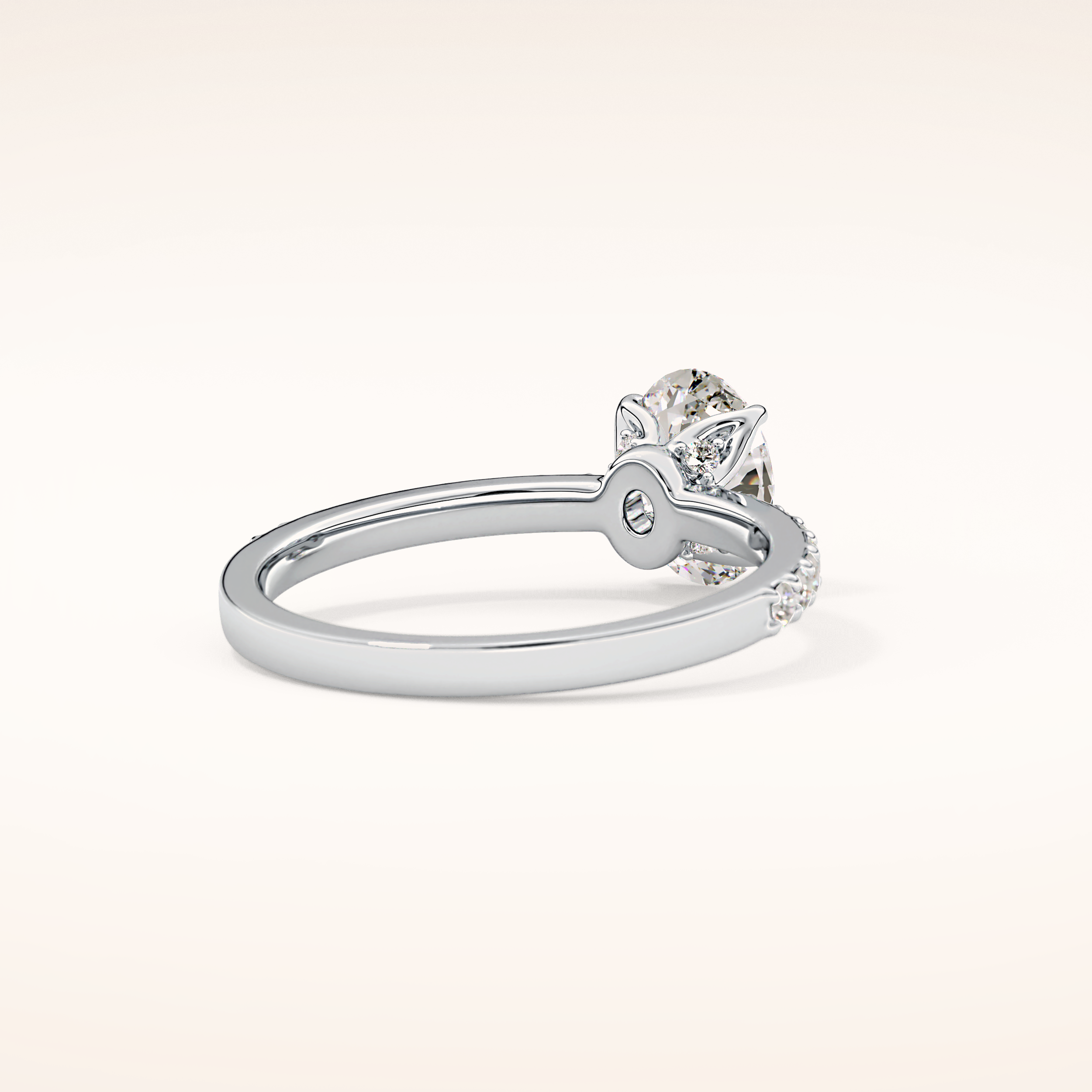 0.83 CT Oval Shaped Pave Moissanite Engagement Ring