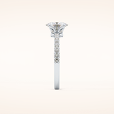 0.83 CT Oval Shaped Pave Moissanite Engagement Ring