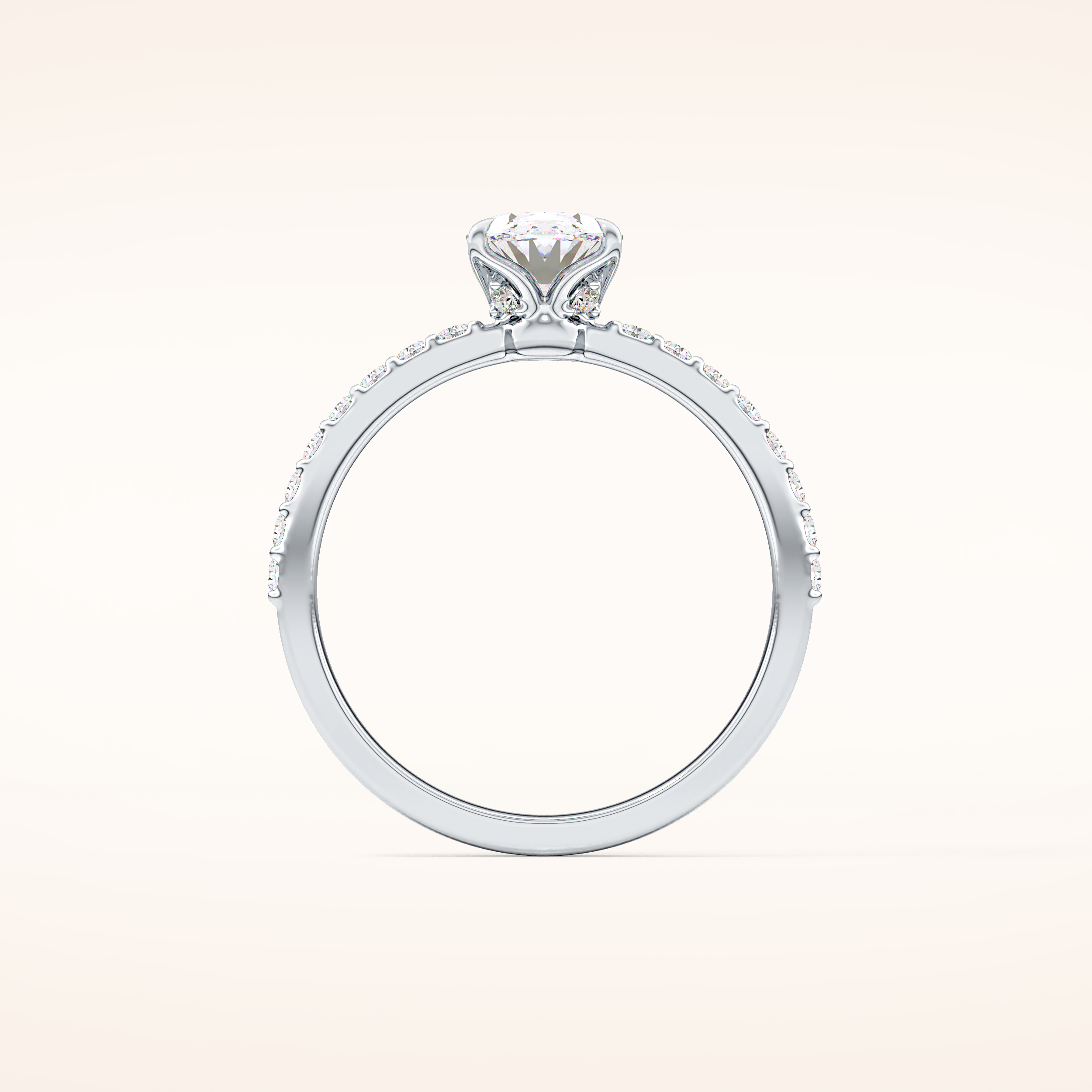 0.83 CT Oval Shaped Pave Moissanite Engagement Ring