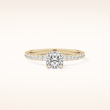 0.86 CT Cushion Shaped Pave Moissanite Engagement Ring