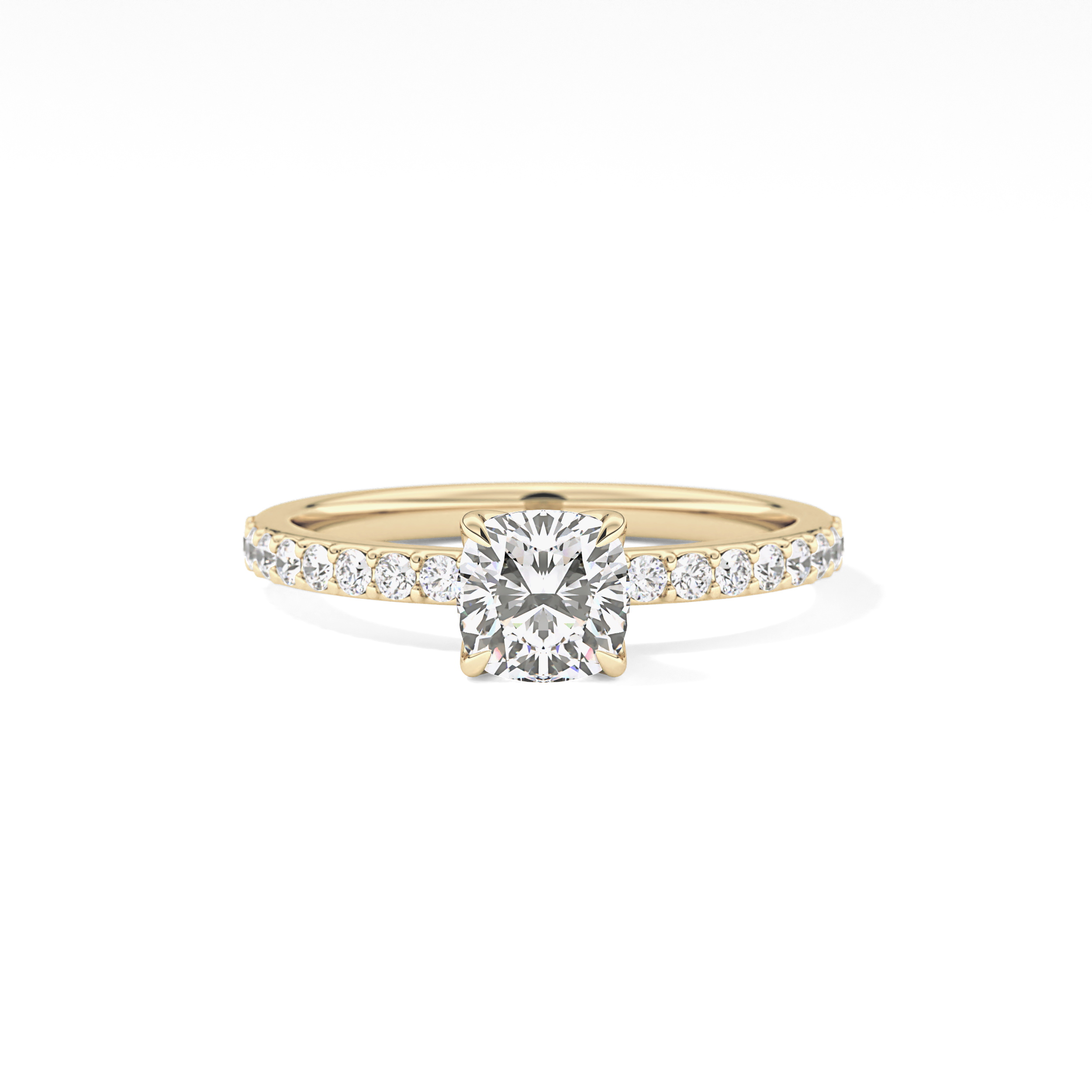 Cushion Pave Lab Grown Diamond Engagement Ring