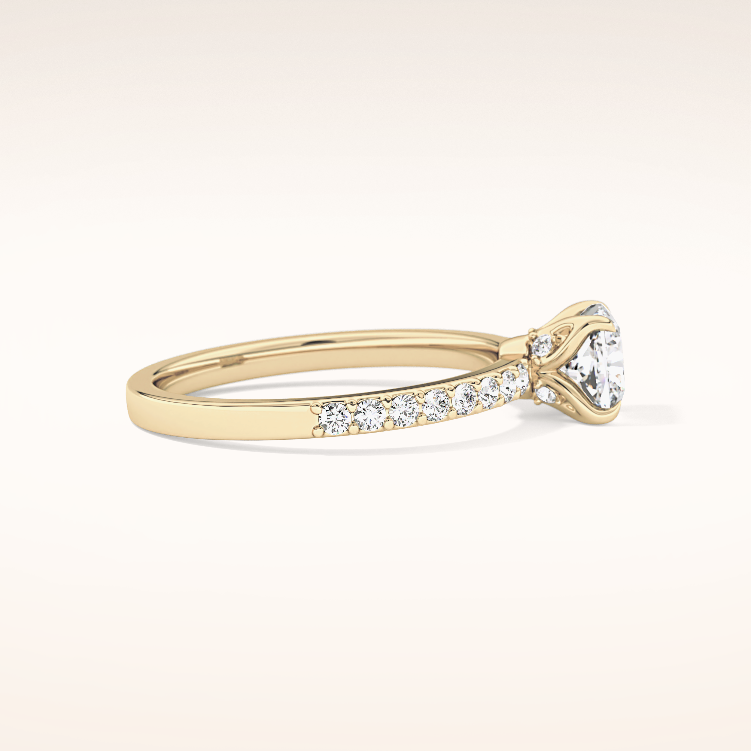 0.86 CT Cushion Shaped Pave Moissanite Engagement Ring